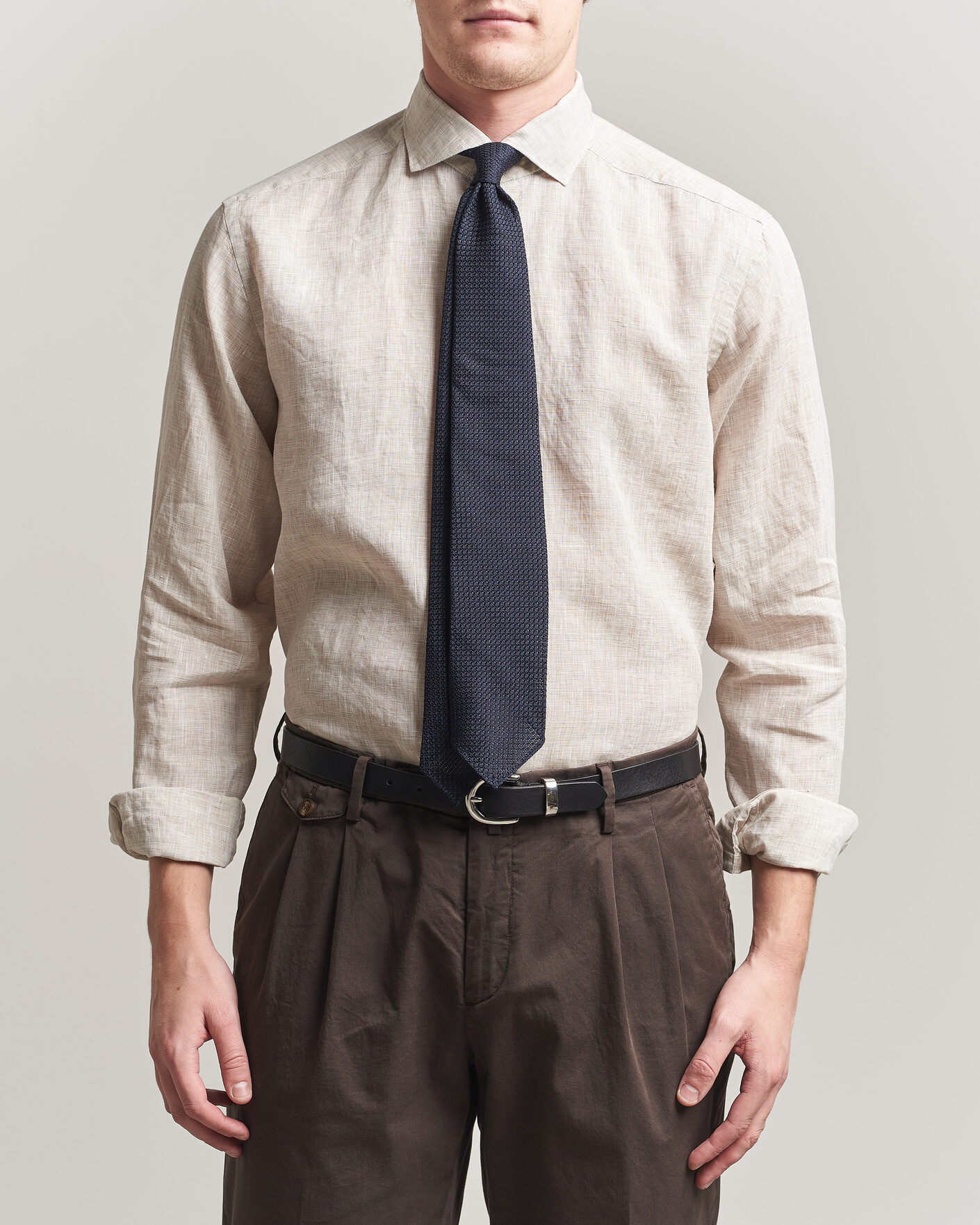 Heren | Overhemden | Eton | Casual Fit Linen Shirt Beige