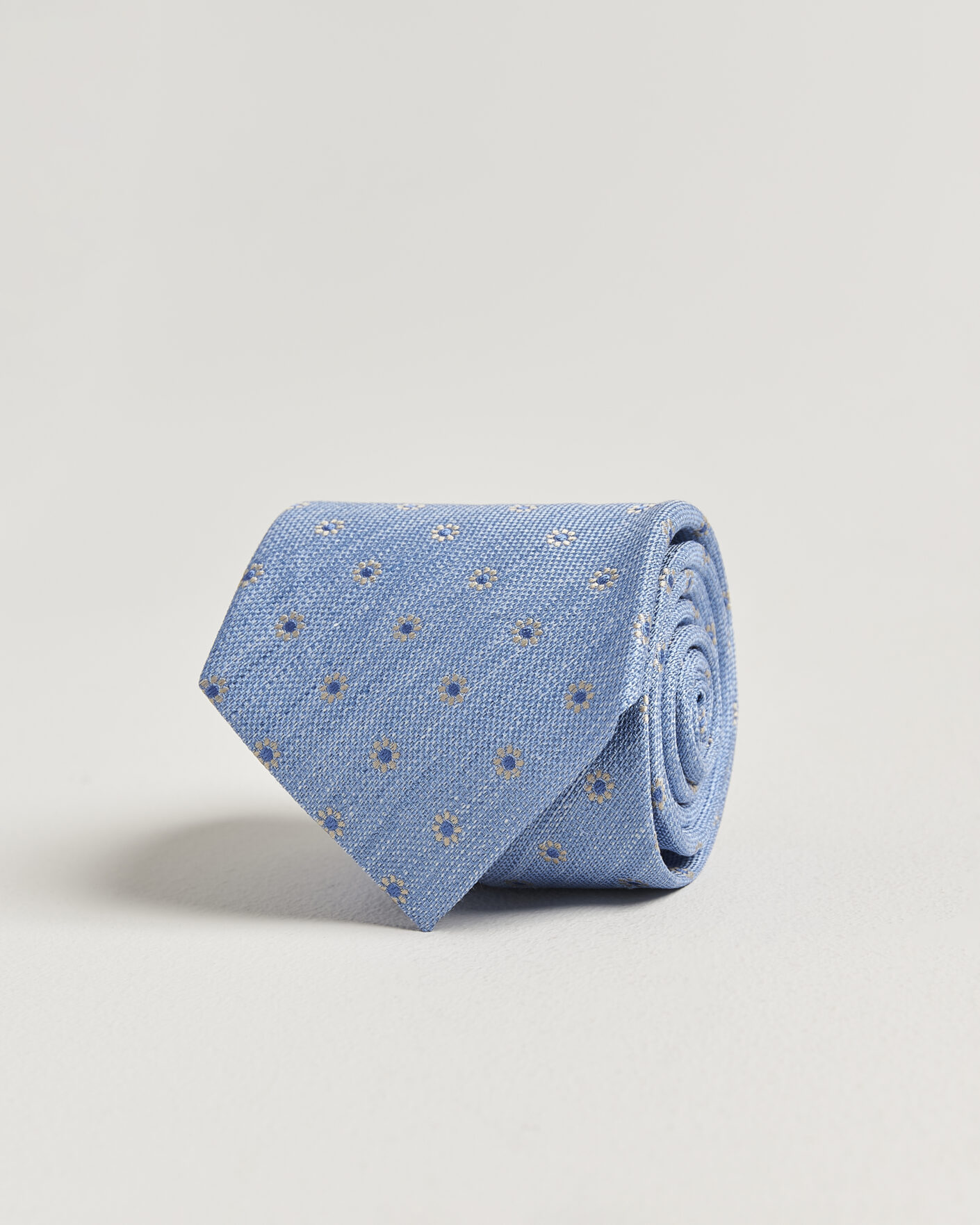 Heren | Stropdassen | Eton | Floral Linen Silk Tie Light Blue