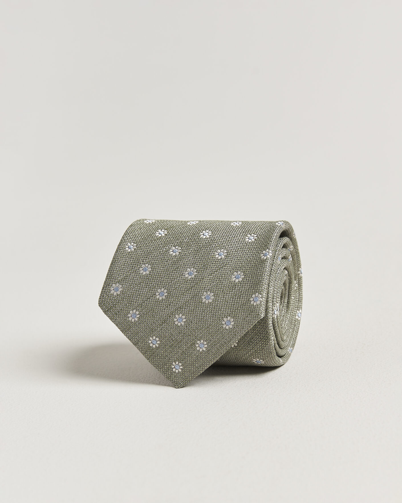 Heren | Stropdassen | Eton | Floral Linen Silk Tie Light Green
