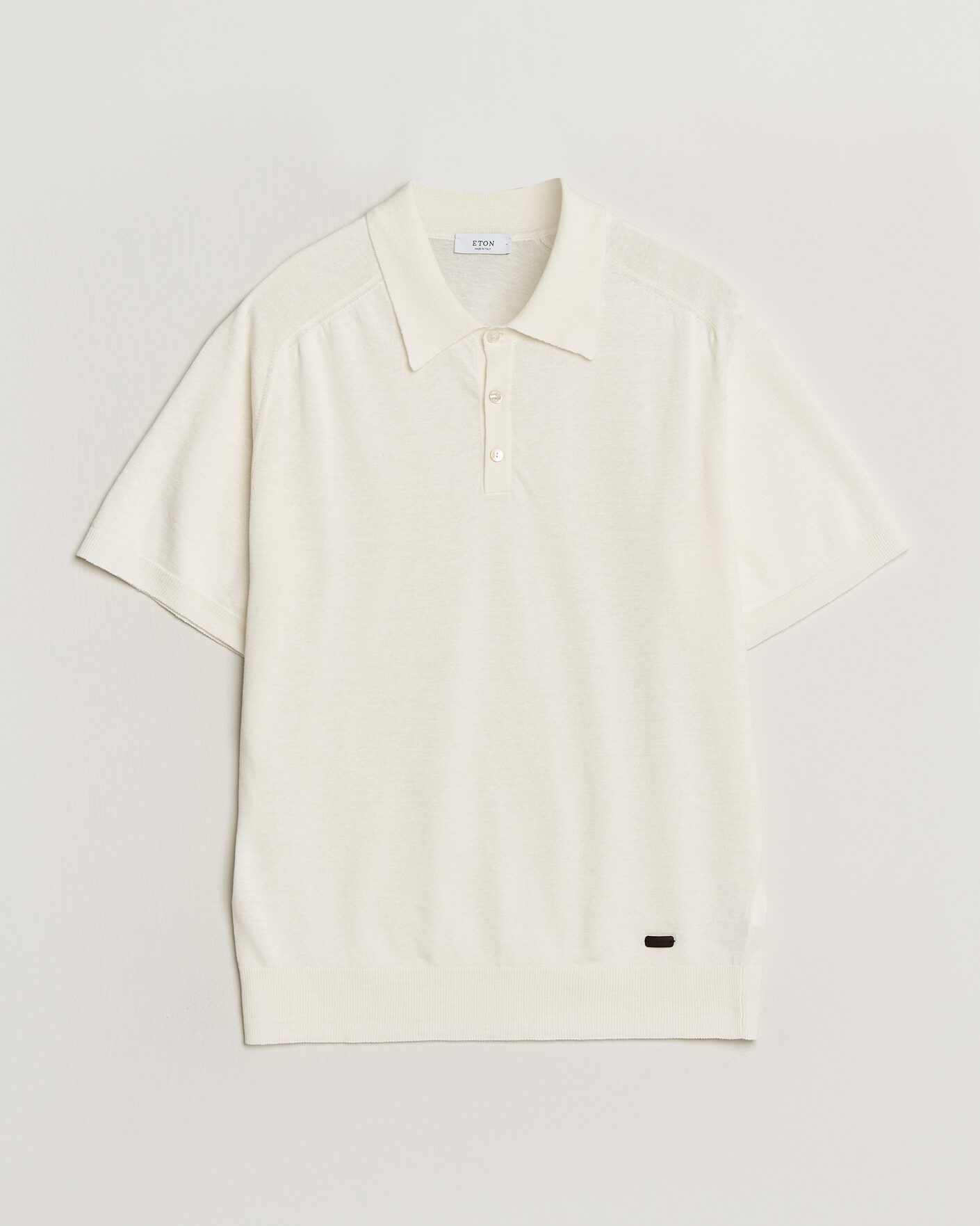 Heren | Polo's | Eton | Cotton Linen Fine Knit Polo White