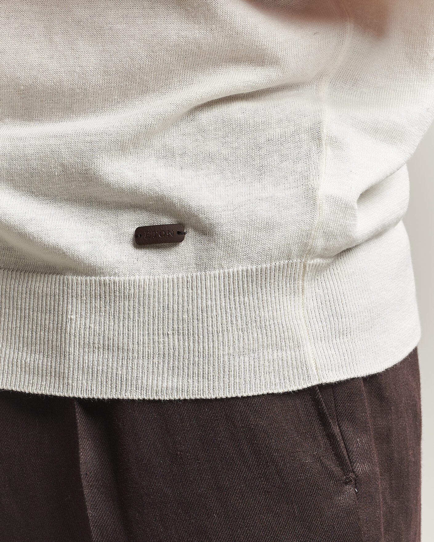 Heren | Polo's | Eton | Cotton Linen Fine Knit Polo White