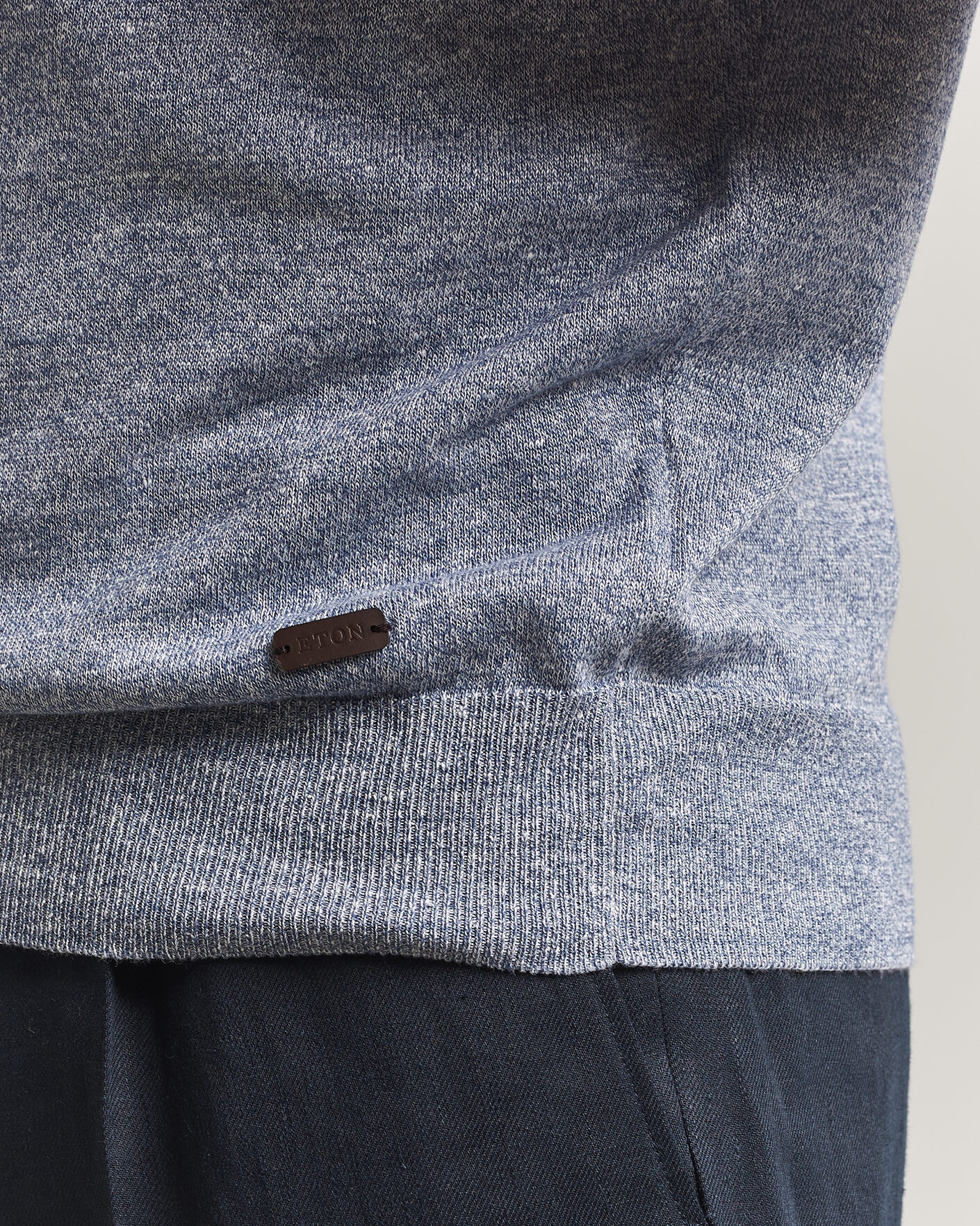 Heren | Polo's | Eton | Cotton Linen Fine Knit Polo Blue