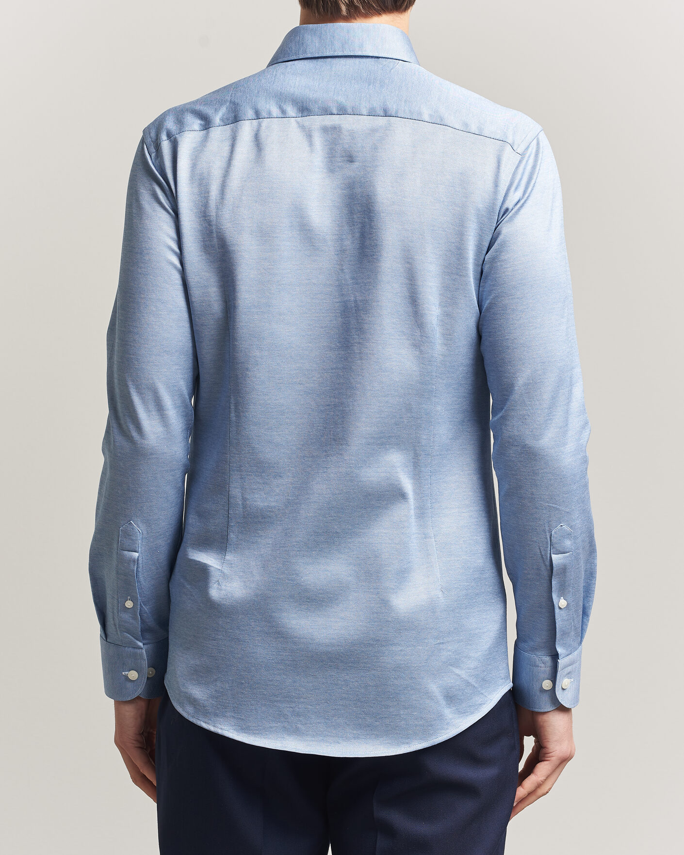 Heren | Overhemden | Eton | Filo di Scozia Knitted Shirt Light Blue