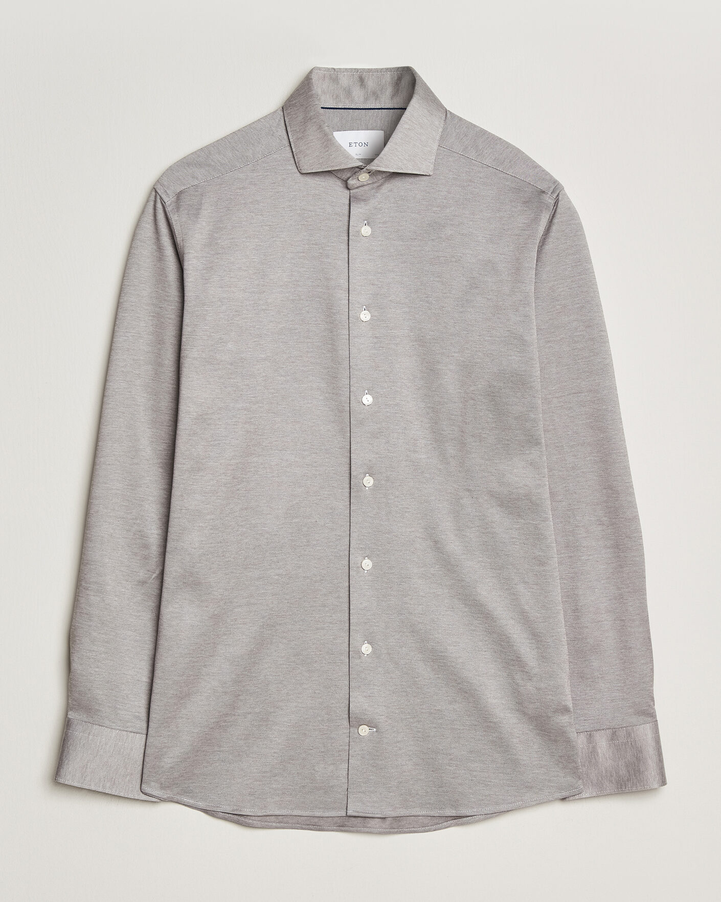 Heren | Overhemden | Eton | Filo di Scozia Knitted Shirt Brown