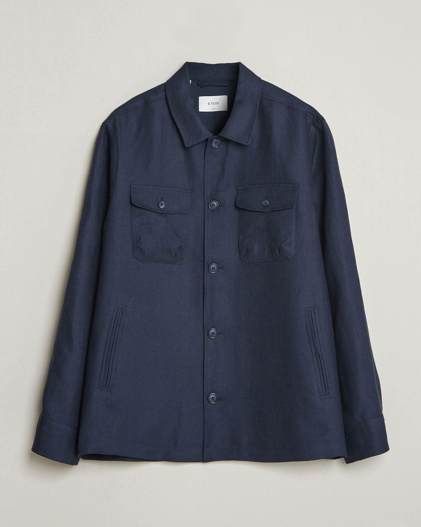 Heren | Jassen | Eton | Four Pocket Linen Lyocell Shirt Jacket Navy Blue