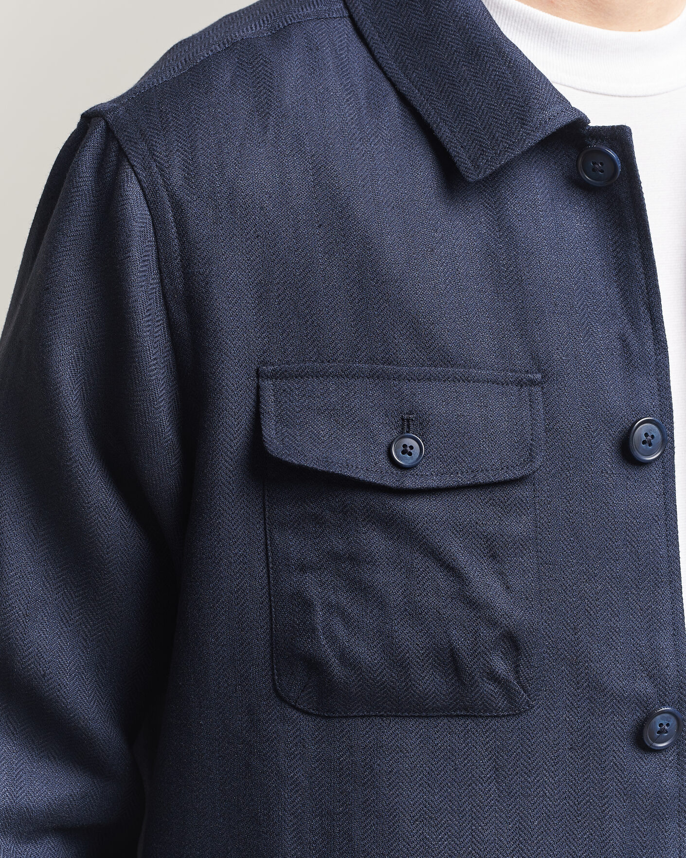 Heren | Jassen | Eton | Four Pocket Linen Lyocell Shirt Jacket Navy Blue