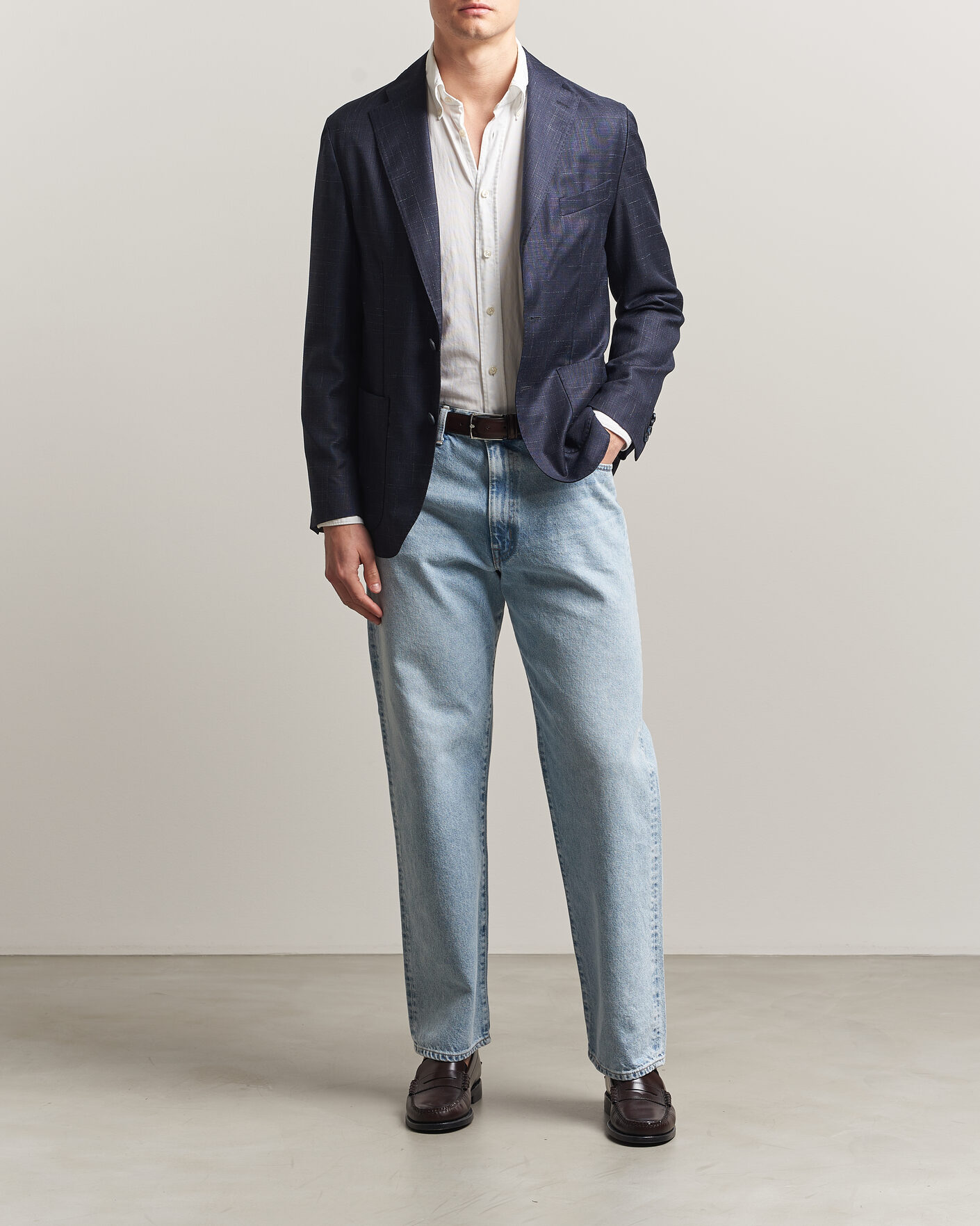 Heren | Blazers | Eton | Wool Silk Soft Blazer Navy Blue