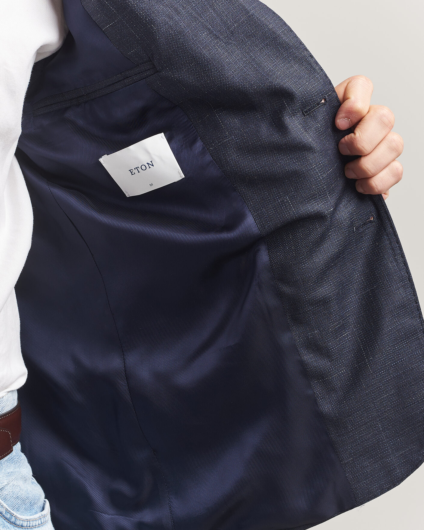 Heren | Blazers | Eton | Wool Silk Soft Blazer Navy Blue