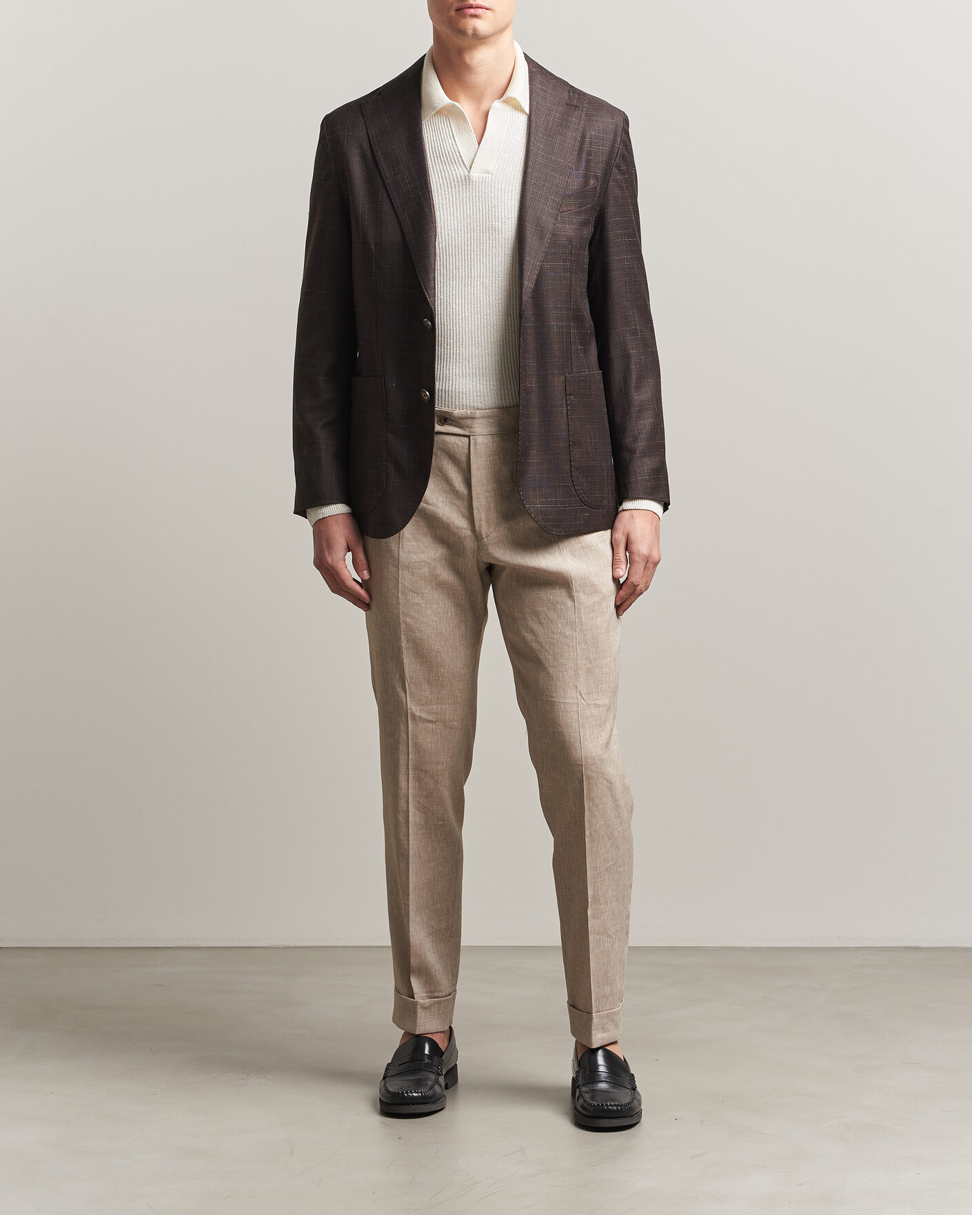 Heren | Blazers | Eton | Wool Silk Soft Blazer Dark Brown
