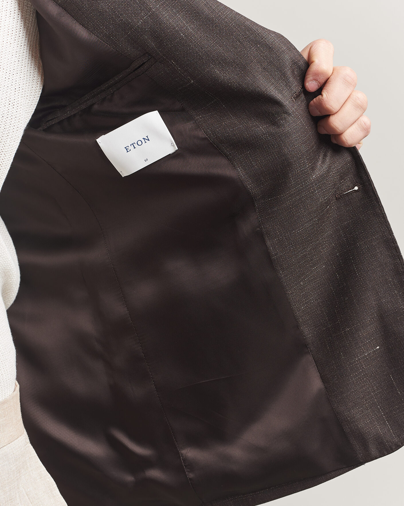 Heren | Blazers | Eton | Wool Silk Soft Blazer Dark Brown