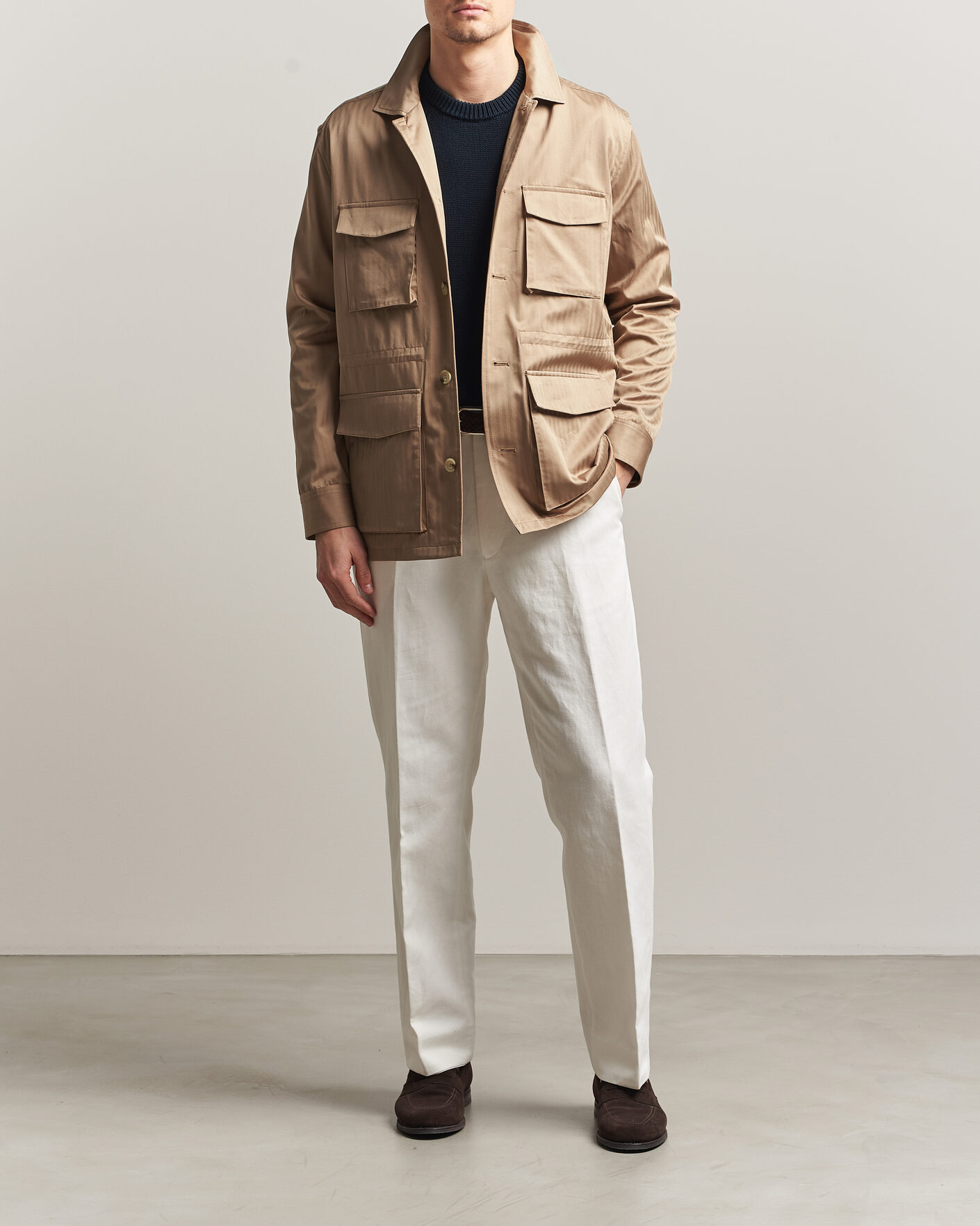 Heren | Jassen | Eton | Cotton Safari Drawstring Jacket Beige