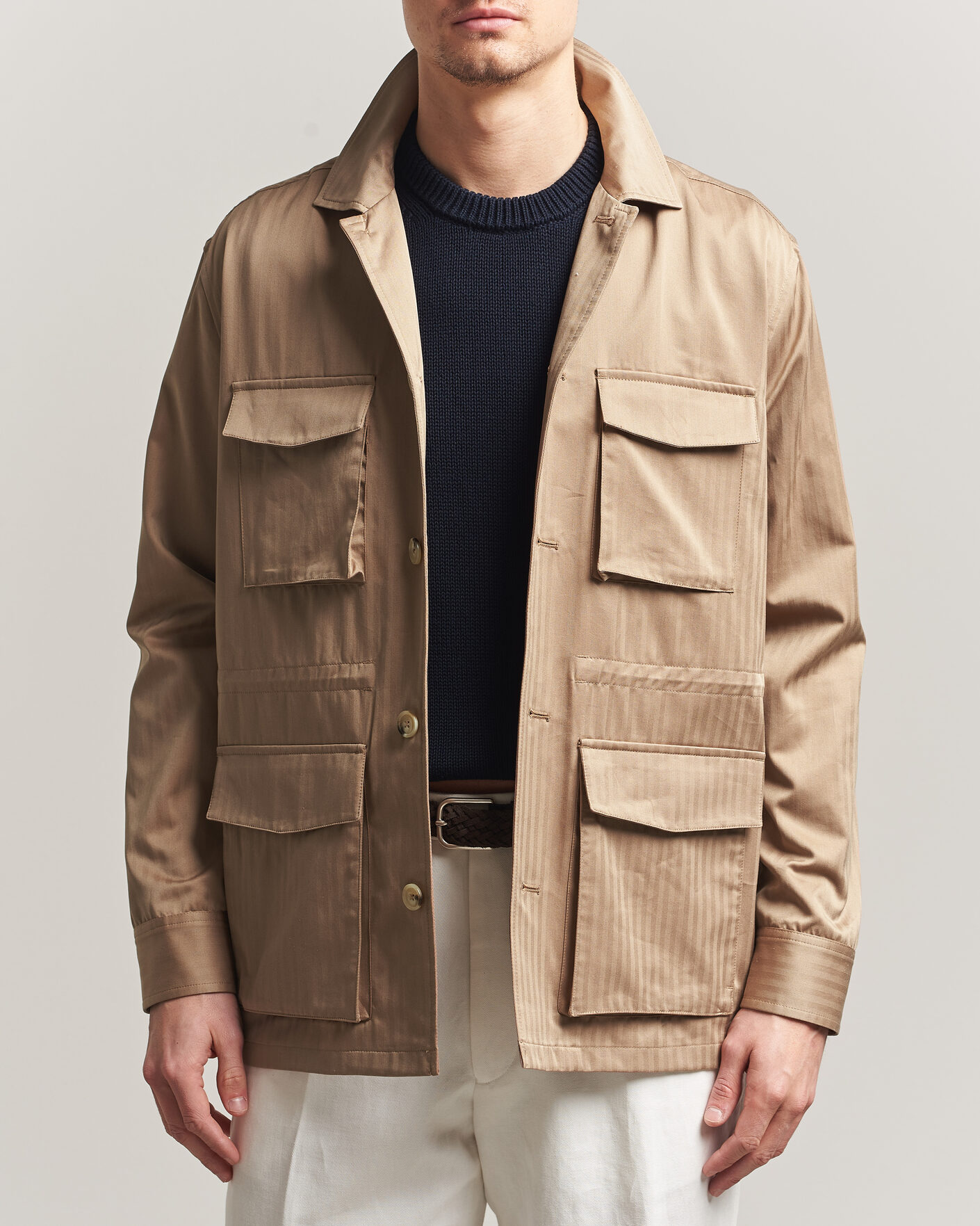 Heren | Jassen | Eton | Cotton Safari Drawstring Jacket Beige