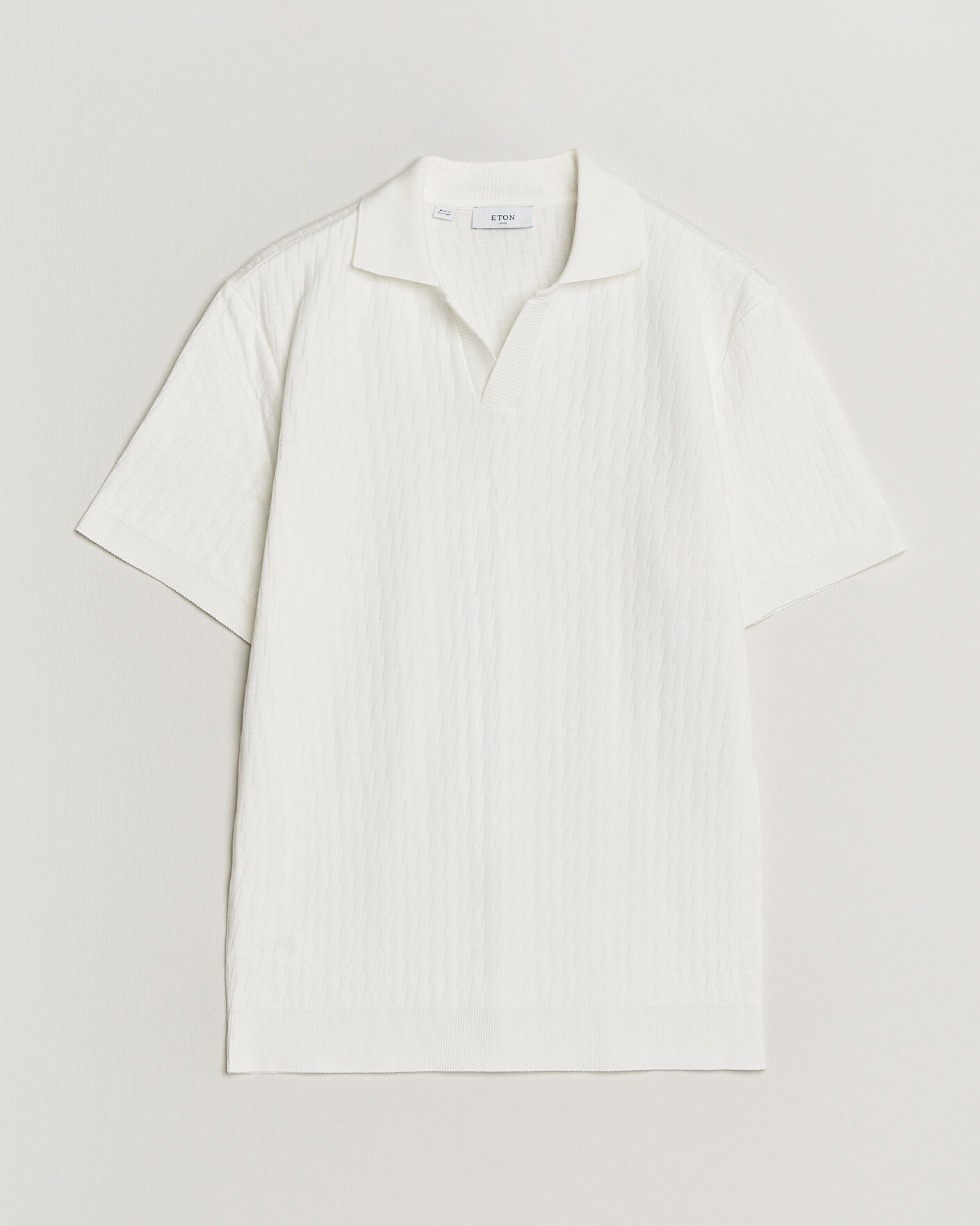 Heren | Polo's | Eton | Open Collar Jacquard Polo Off White