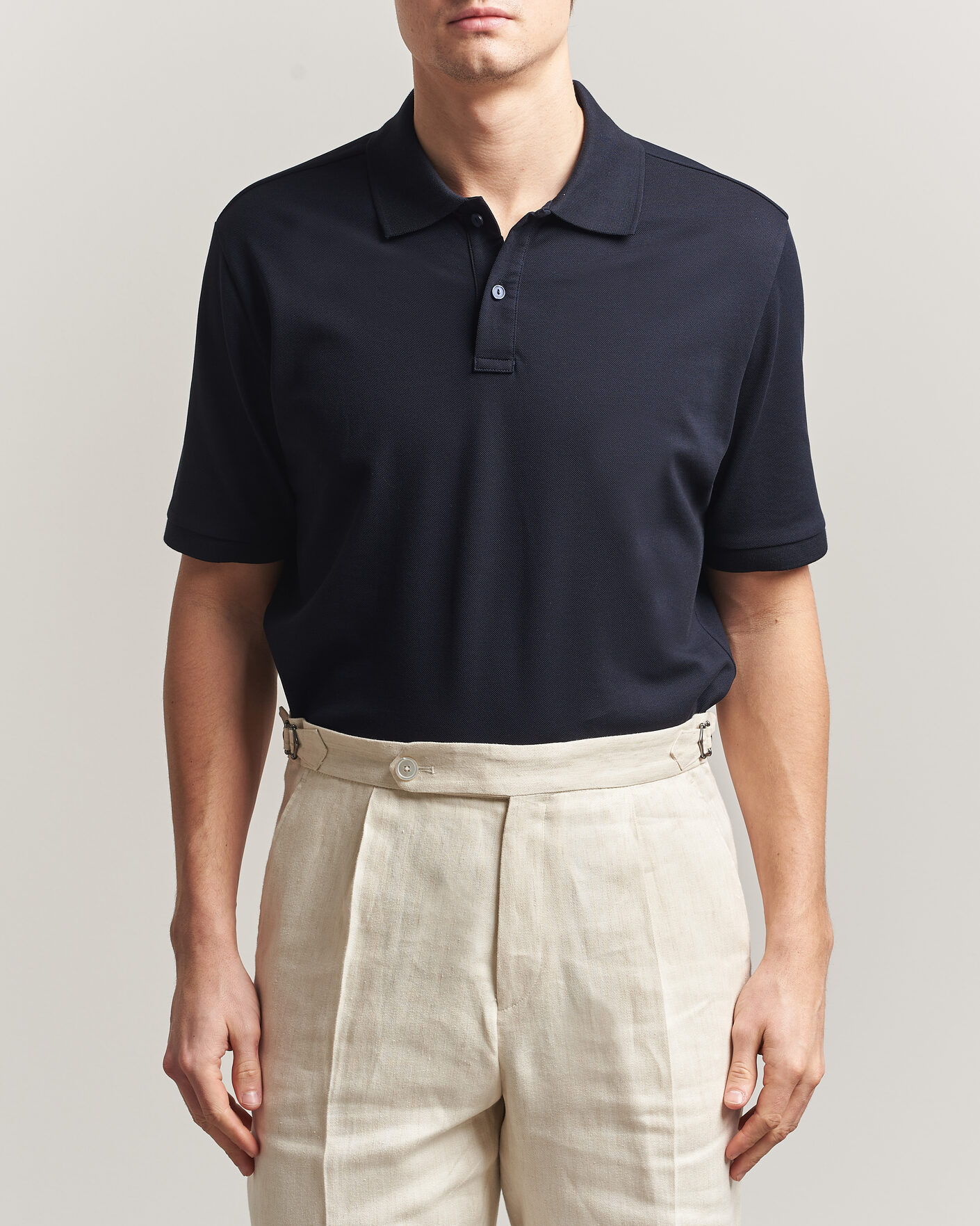 Heren | Polo's | Eton | Pima Pique Polo Navy Blue