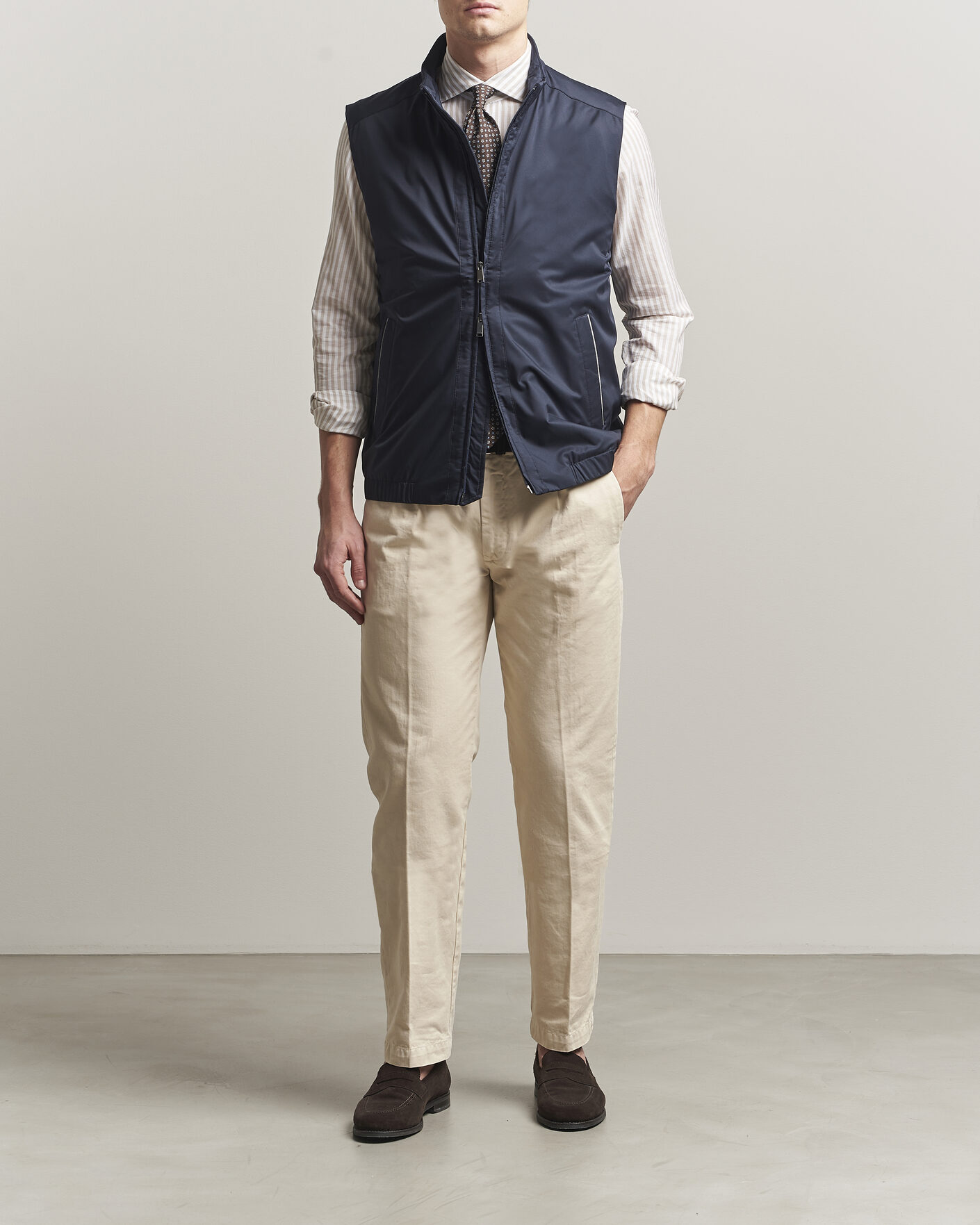 Heren | Gilets | Eton | Lightweight Wind Vest Navy Blue