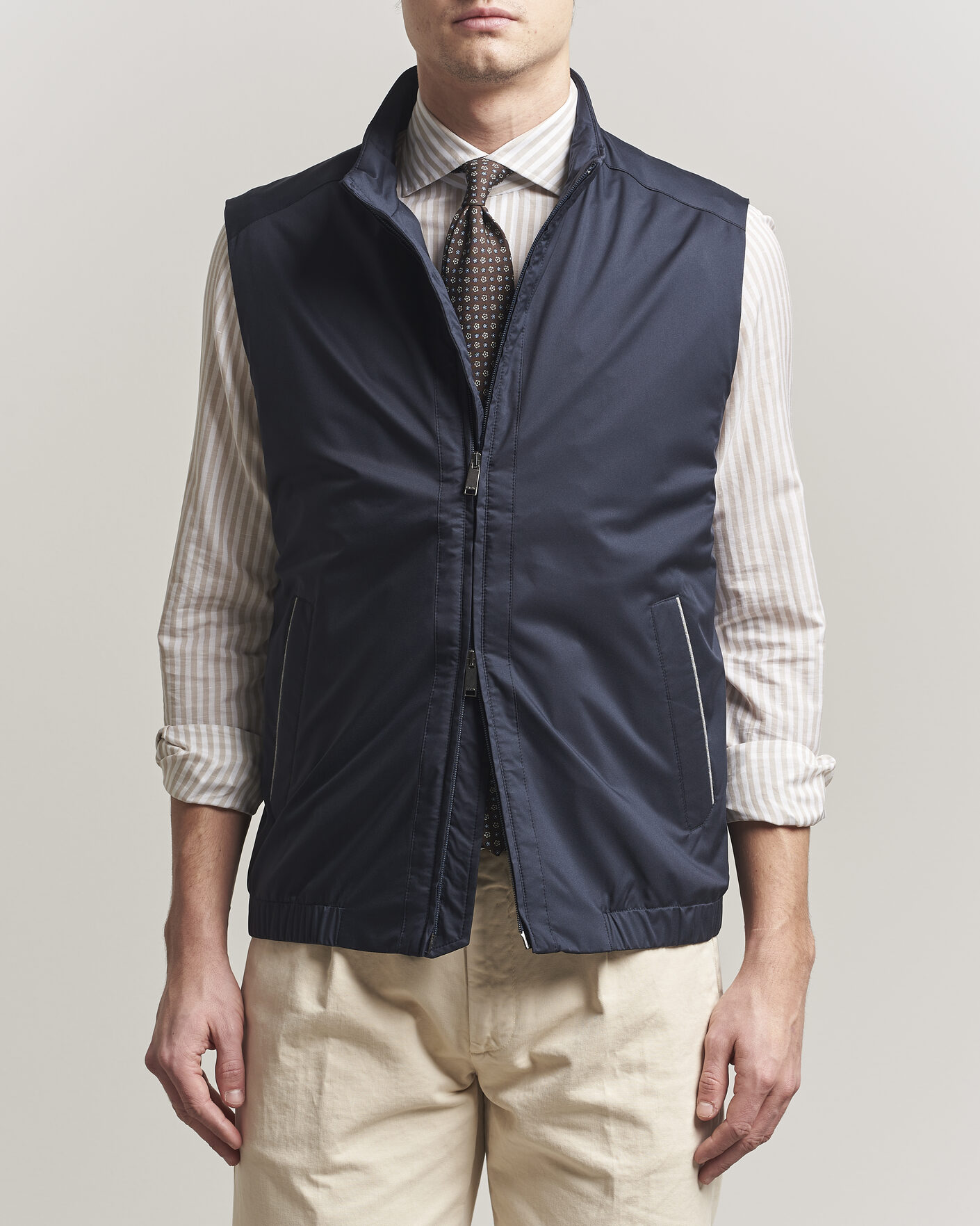 Heren | Gilets | Eton | Lightweight Wind Vest Navy Blue