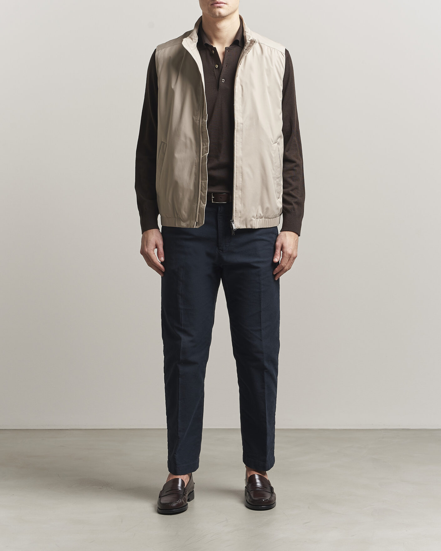 Heren | Gilets | Eton | Lightweight Wind Vest Beige