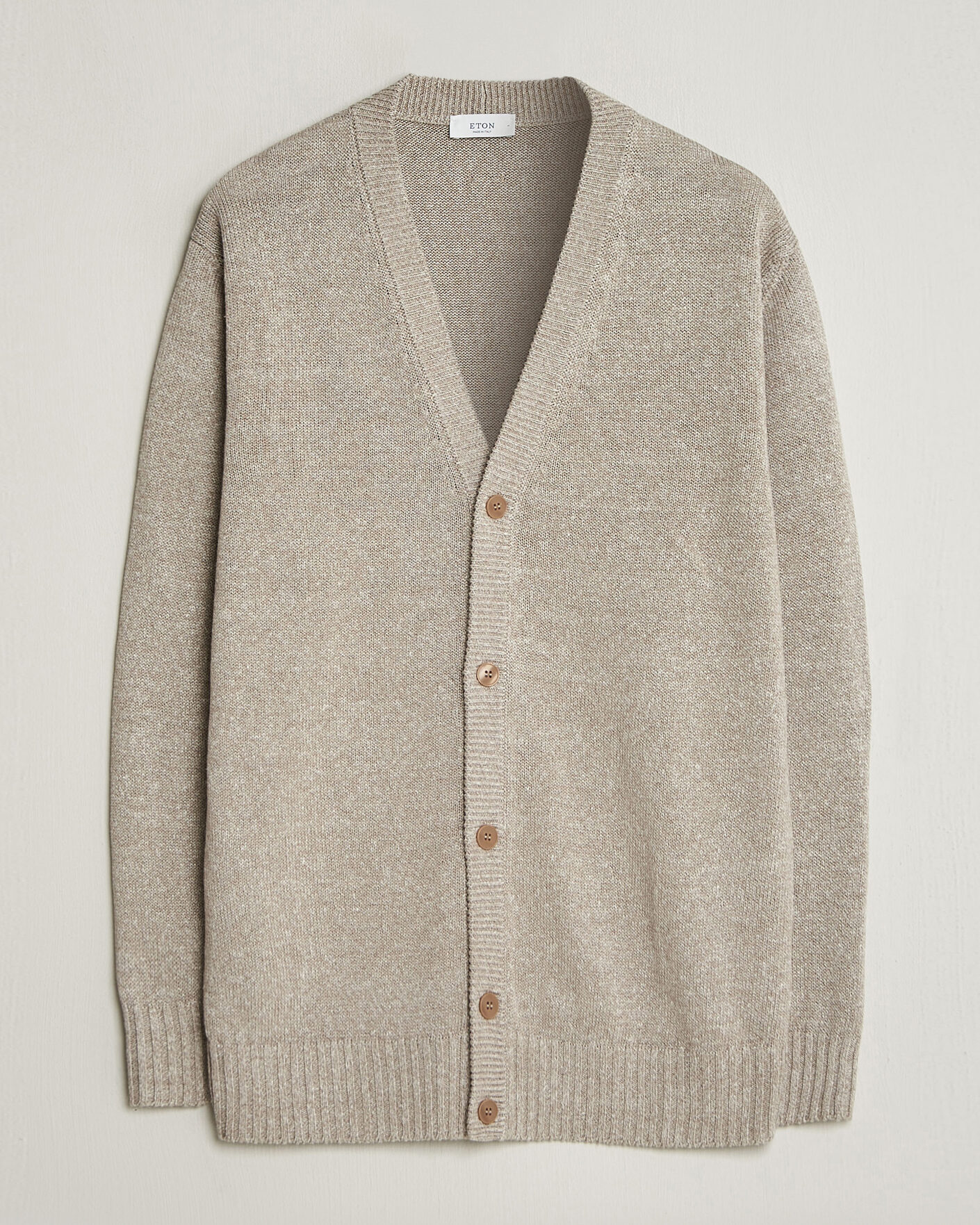 Heren | Truien | Eton | Cotton Linen Knitted Cardigan Beige