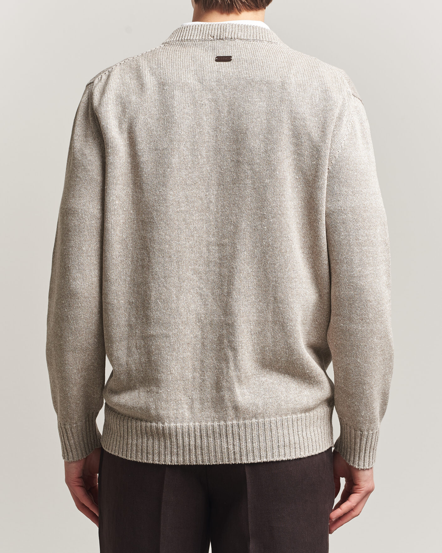 Heren | Truien | Eton | Cotton Linen Knitted Cardigan Beige