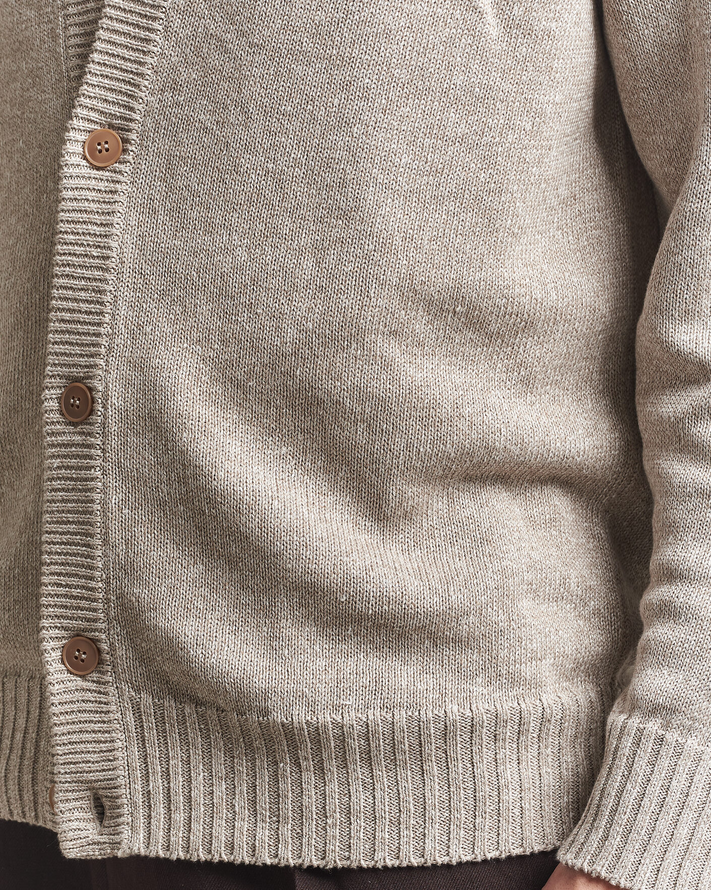 Heren | Truien | Eton | Cotton Linen Knitted Cardigan Beige
