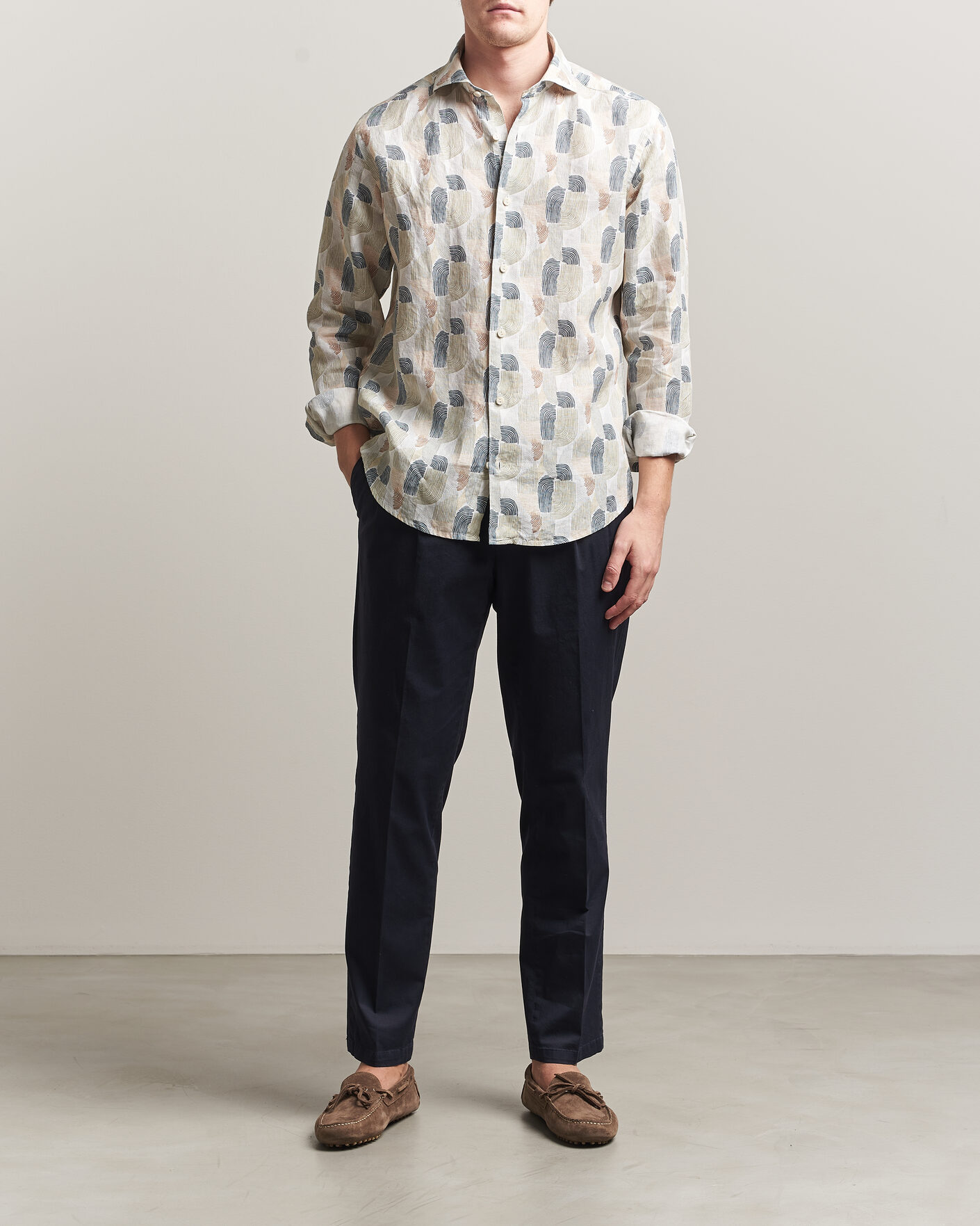 Heren | Overhemden | Eton | Casual Fit Printed Linen Shirt Multi