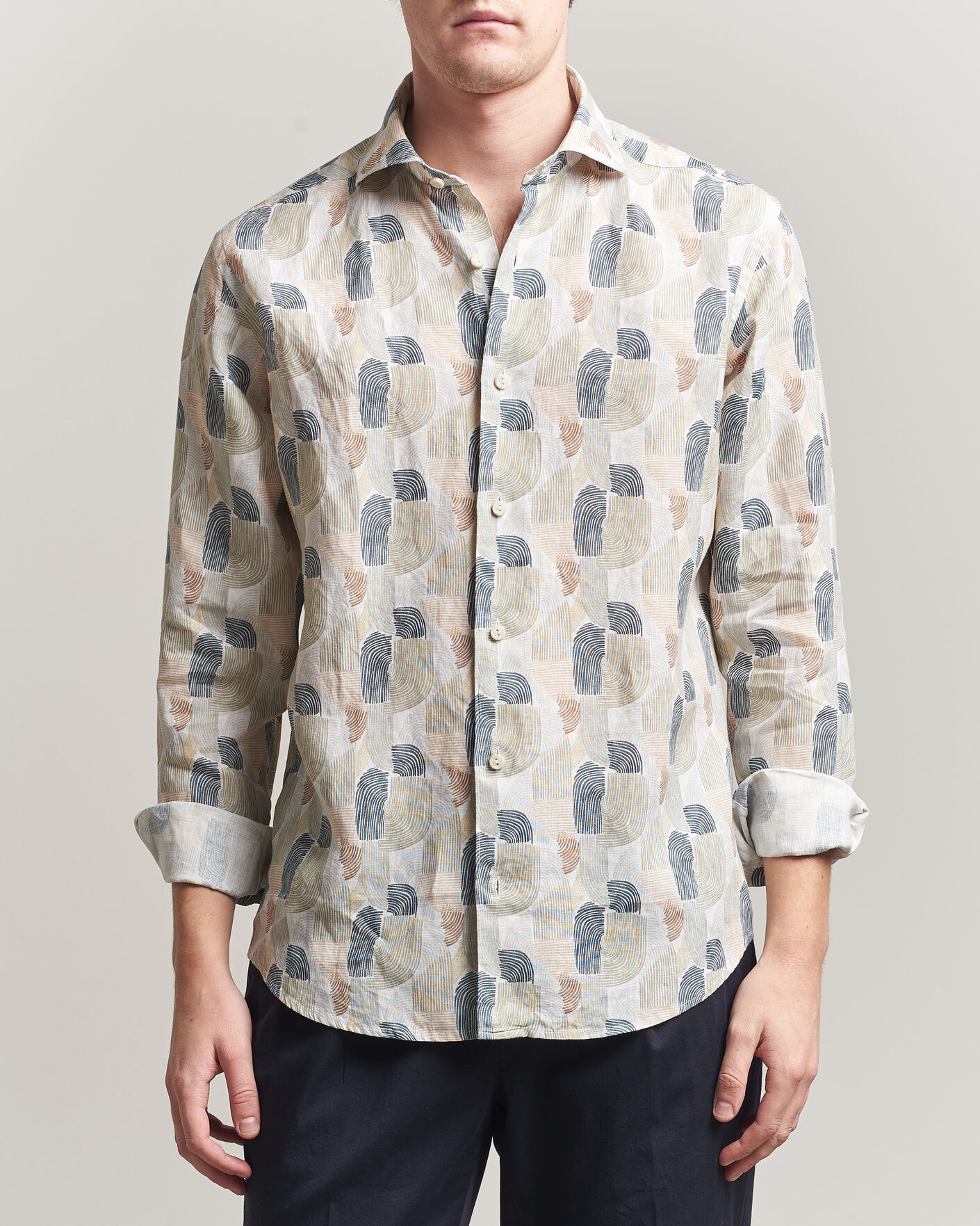 Heren | Overhemden | Eton | Casual Fit Printed Linen Shirt Multi