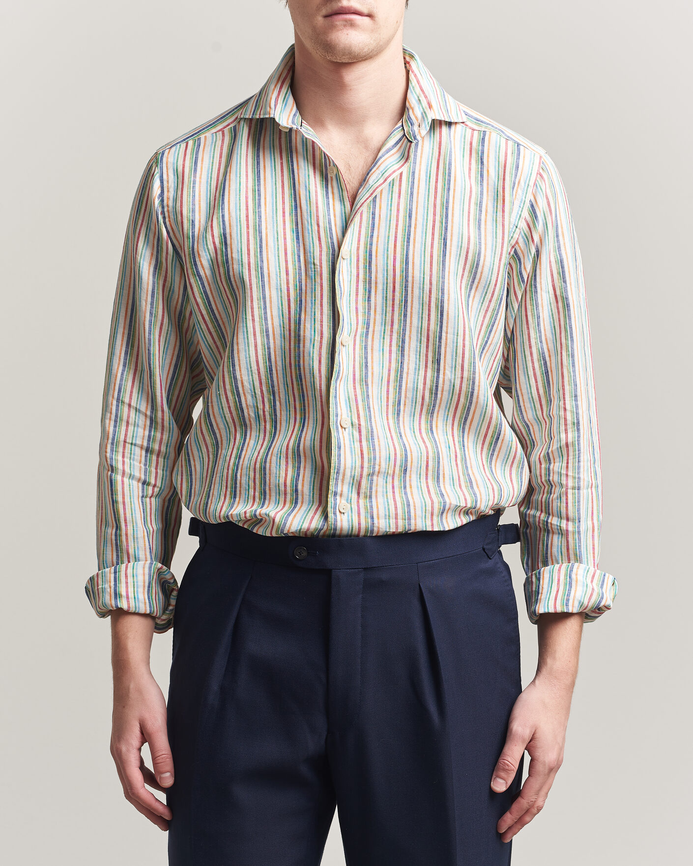 Heren | Overhemden | Eton | Casual Fit Striped Linen Shirt Multi