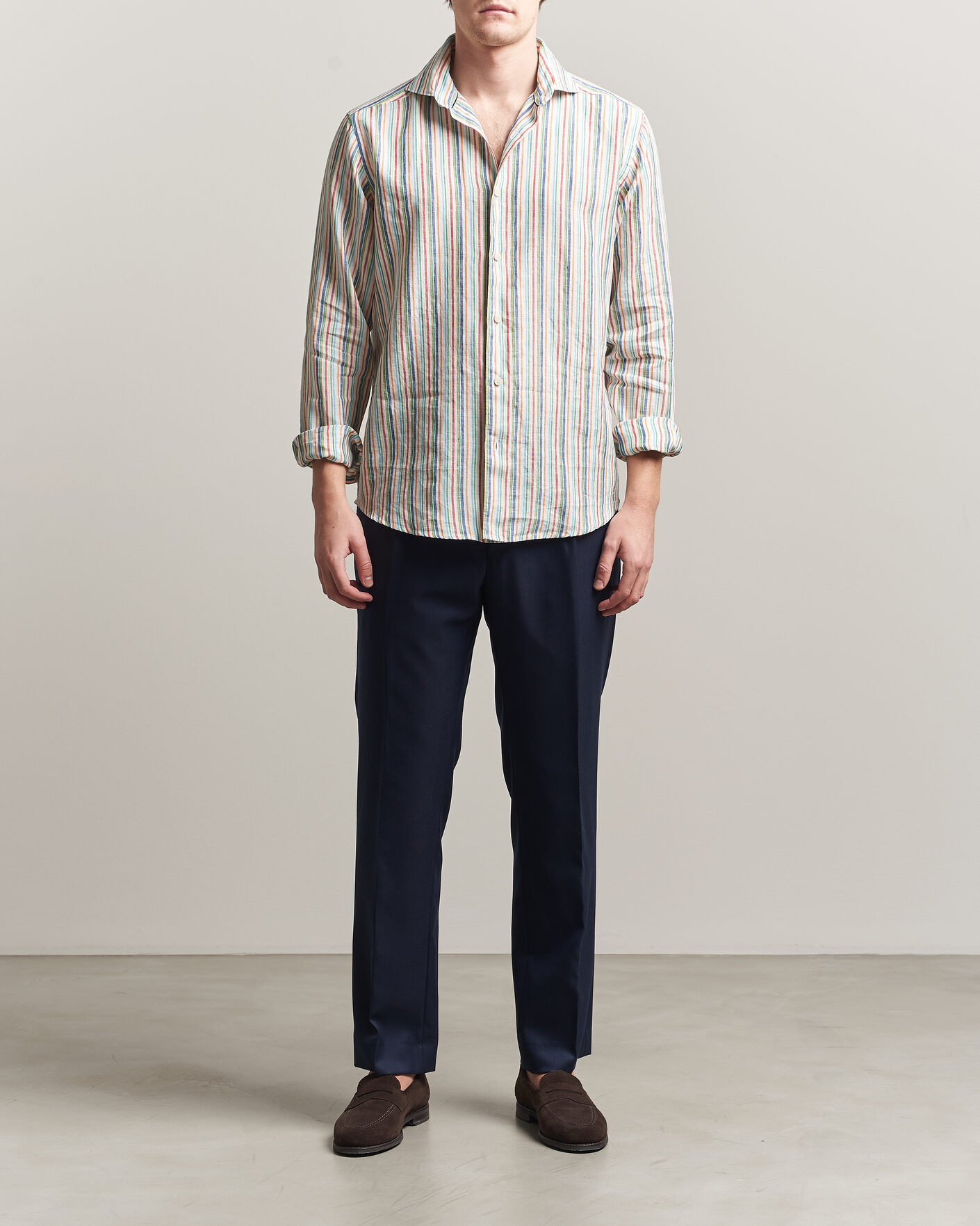 Heren | Overhemden | Eton | Casual Fit Striped Linen Shirt Multi