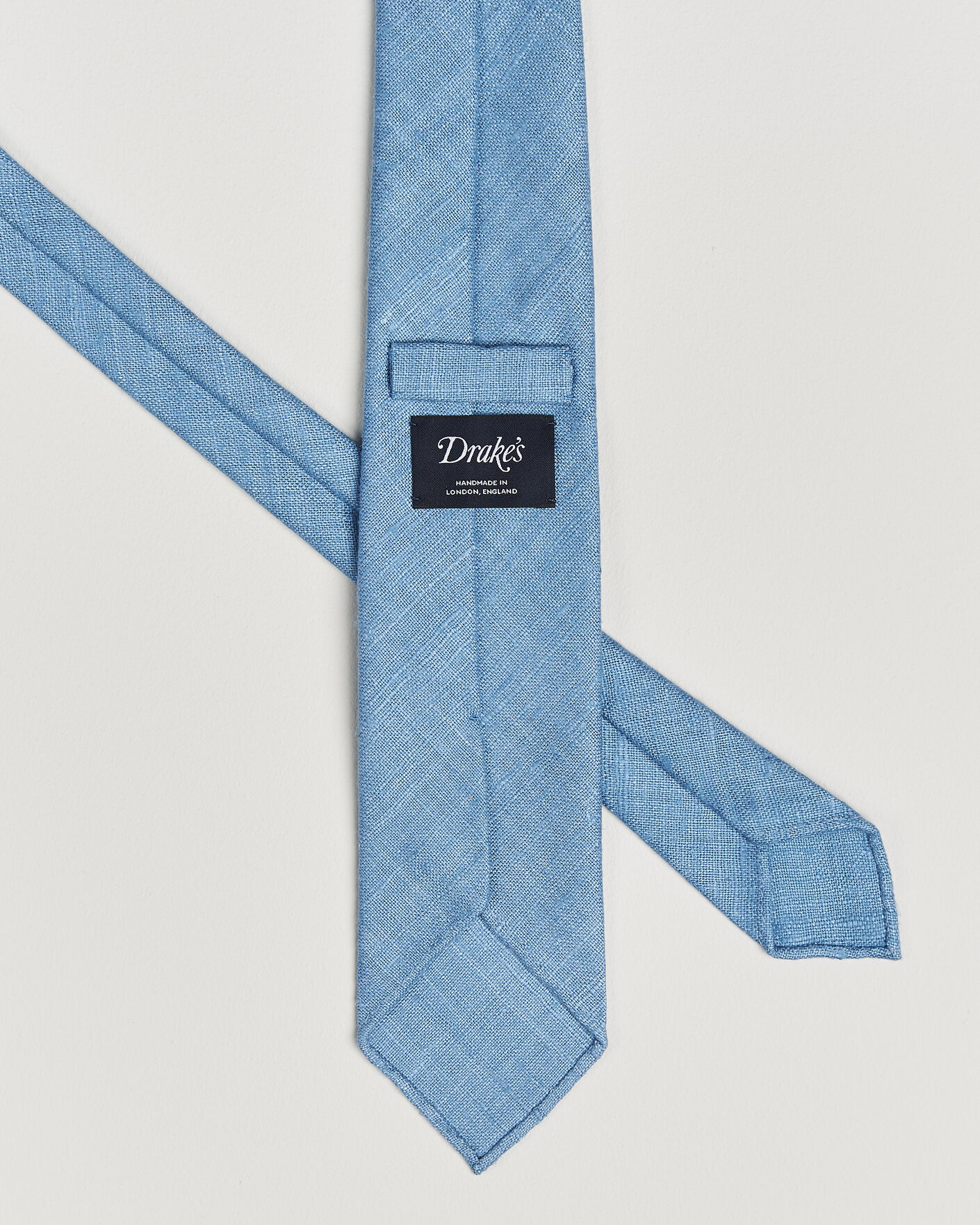 Heren | Stropdassen | Drake's | Silk Tussah Handrolled Tie Sky Blue