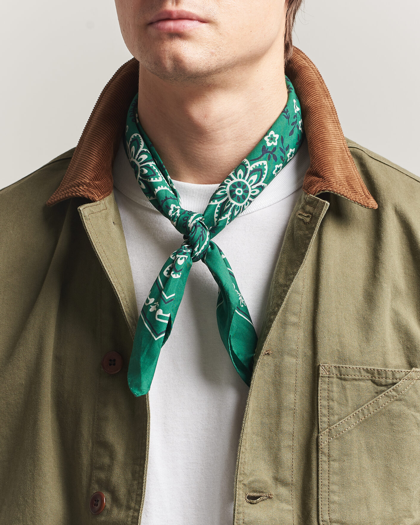 Heren | Sjaals | Drake's | Classic Paisley Bandana Green