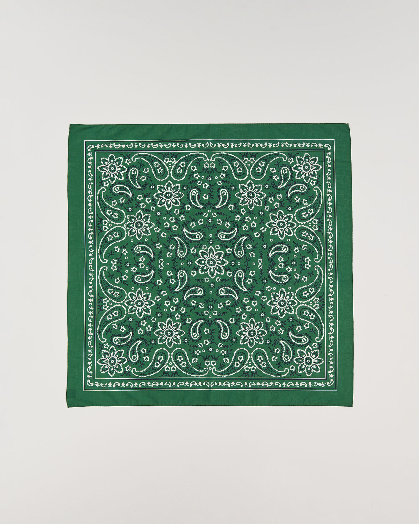 Heren | Sjaals | Drake's | Classic Paisley Bandana Green
