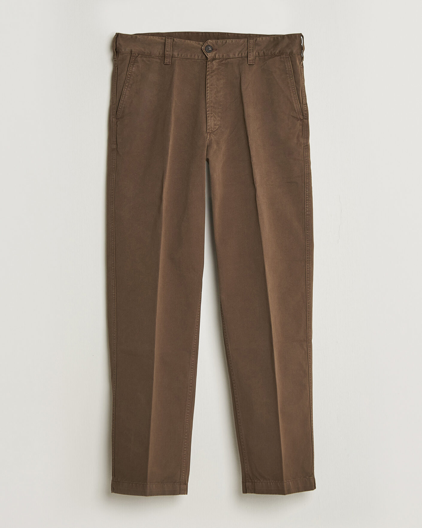 Heren | Broeken | Drake's | Peached Flat Front Cotton Chino Brown