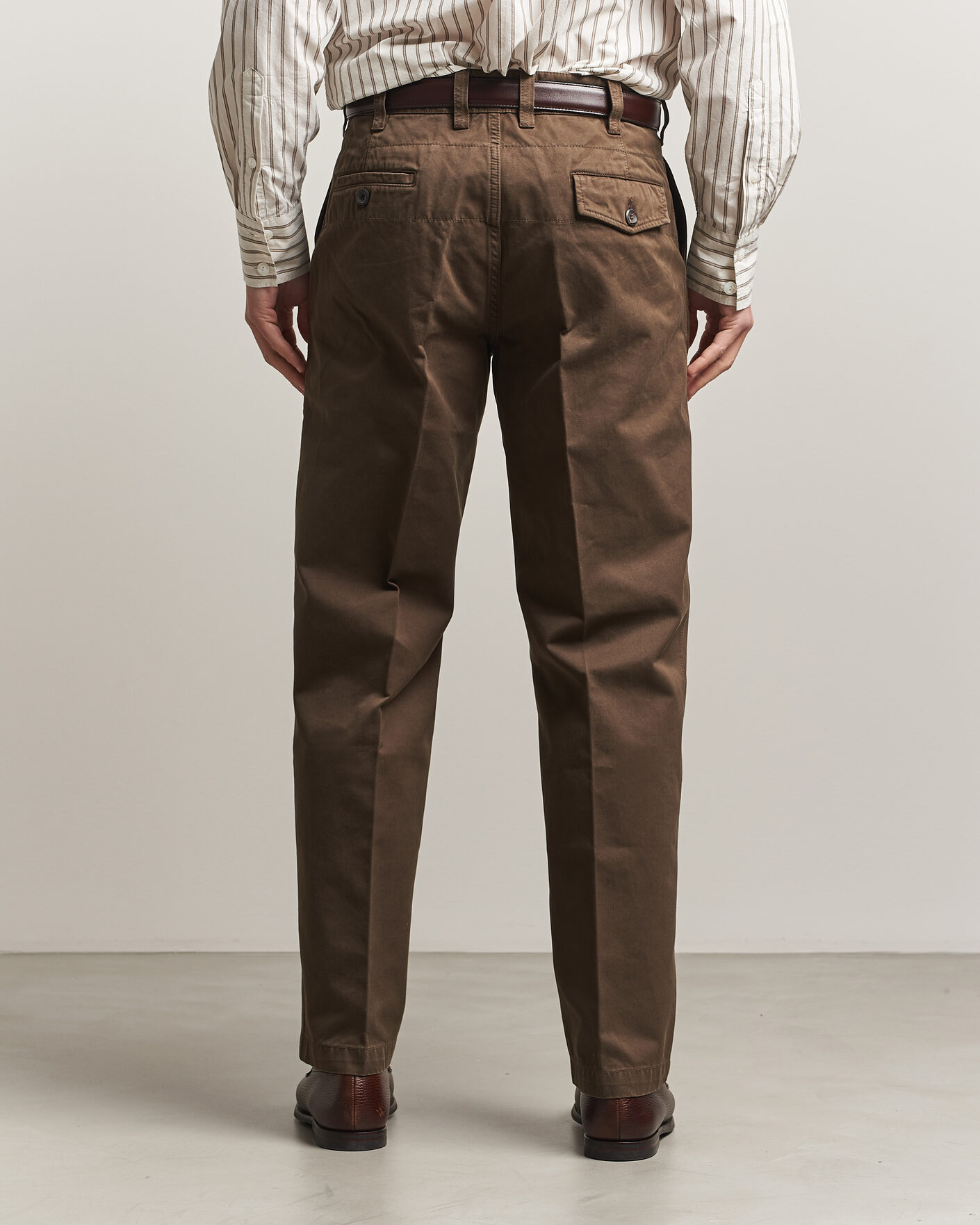 Heren | Broeken | Drake's | Peached Flat Front Cotton Chino Brown