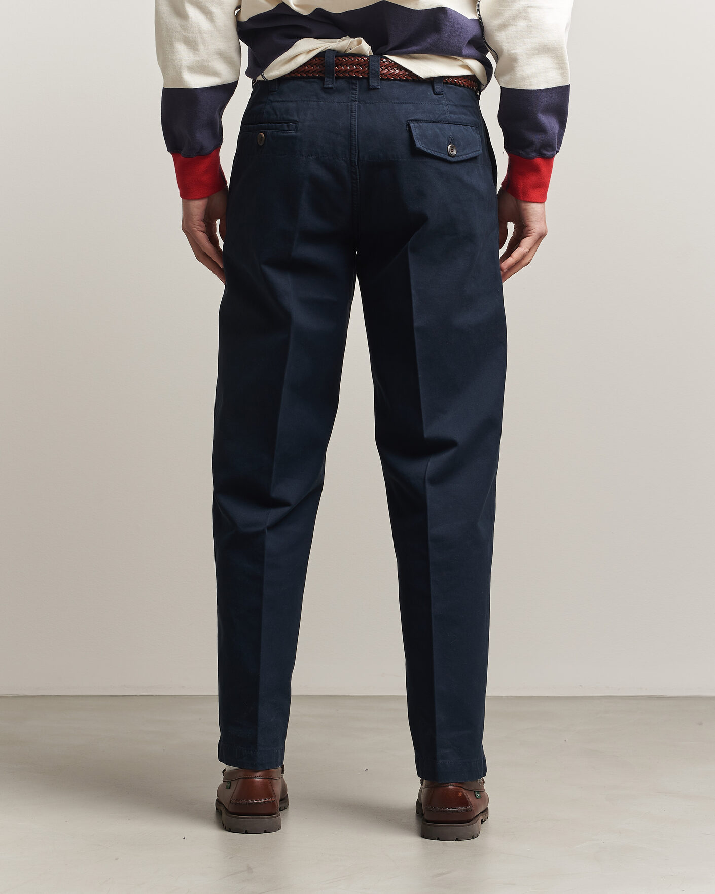 Heren | Broeken | Drake's | Peached Flat Front Cotton Chino Navy