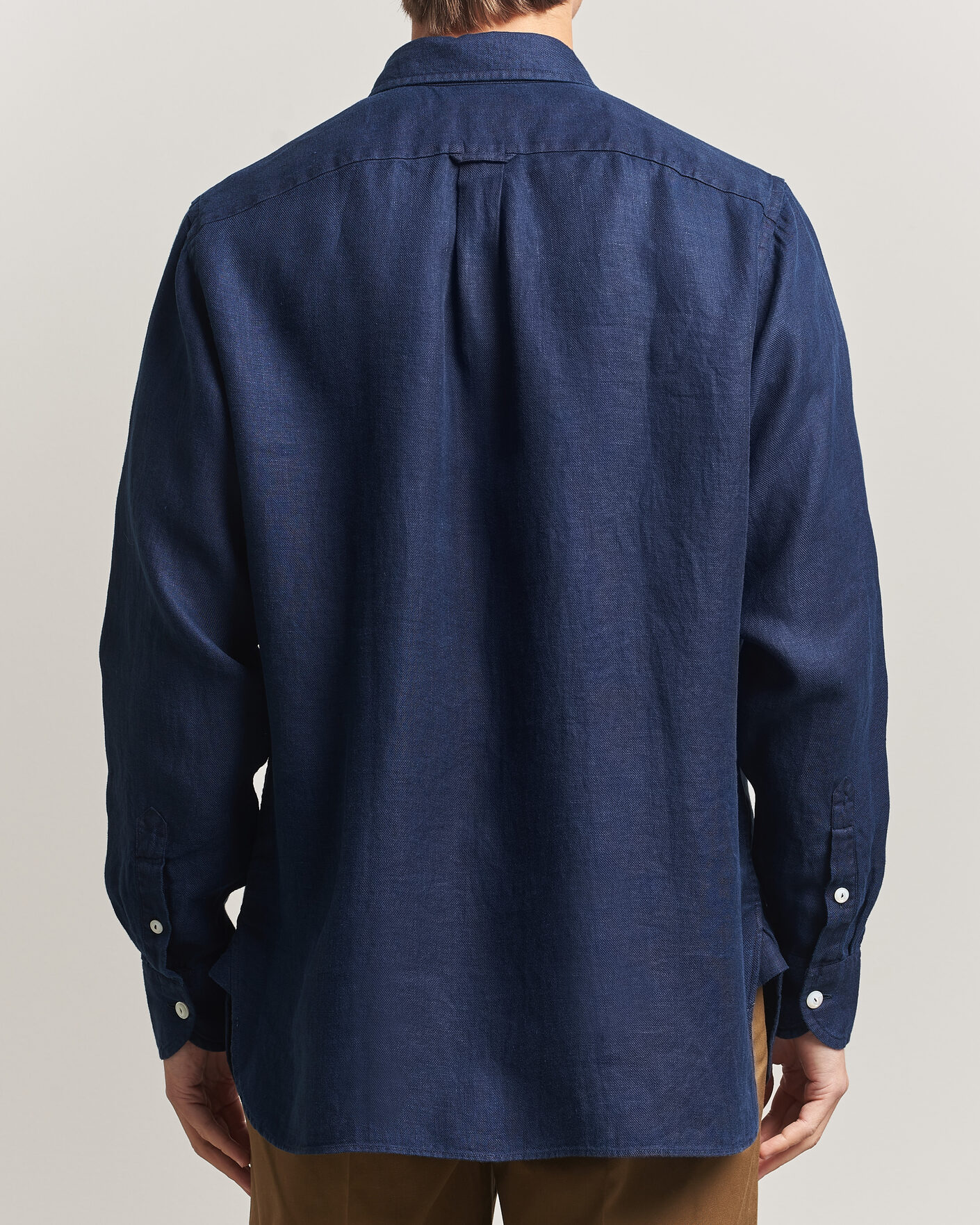 Heren | Overhemden | Drake's | Linen Twill Deep Pocket Work Shirt Navy