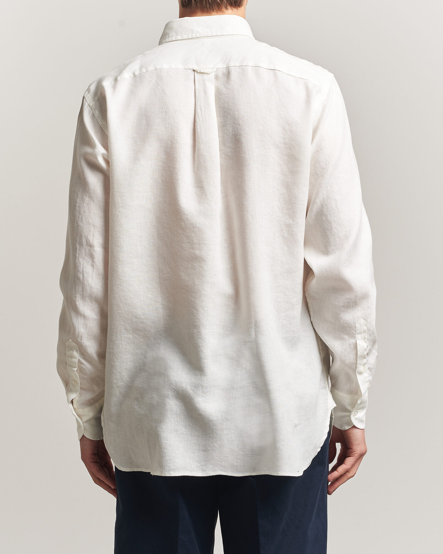 Heren | Overhemden | Drake's | Linen Button Down Curved Pocket Shirt White