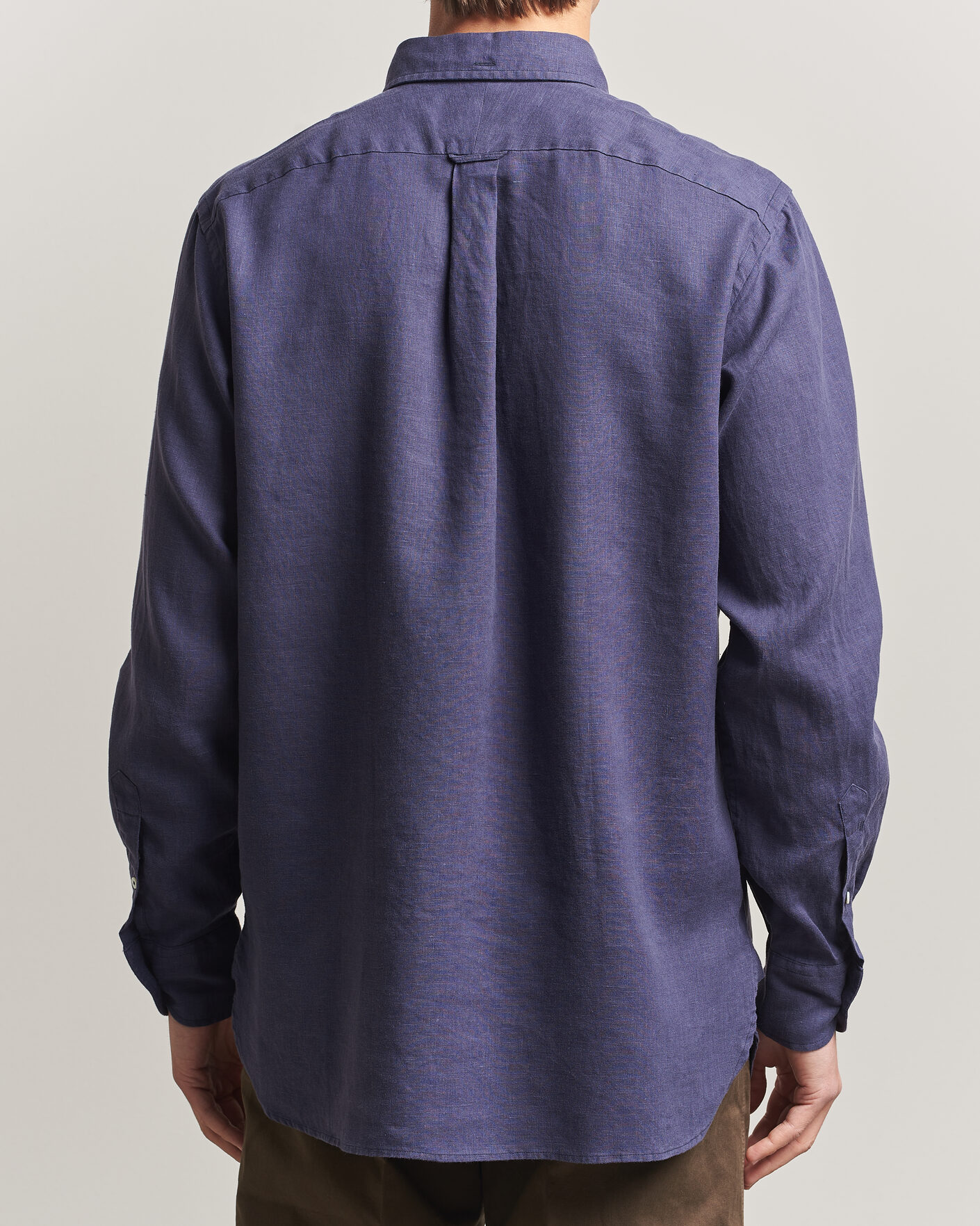 Heren | Overhemden | Drake's | Linen Button Down Curved Pocket Shirt Navy