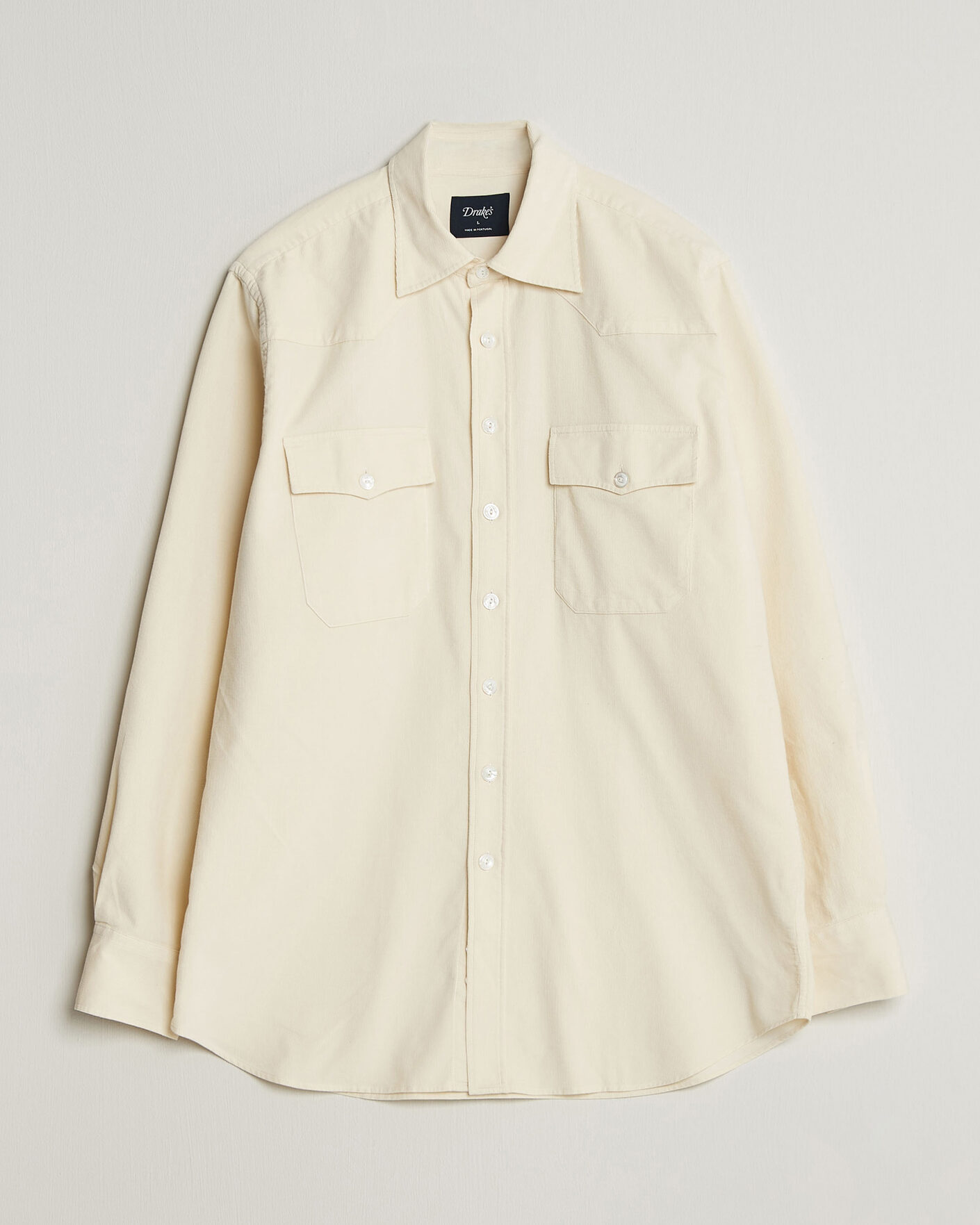 Heren | Overhemden | Drake's | Needlecord Western Shirt White