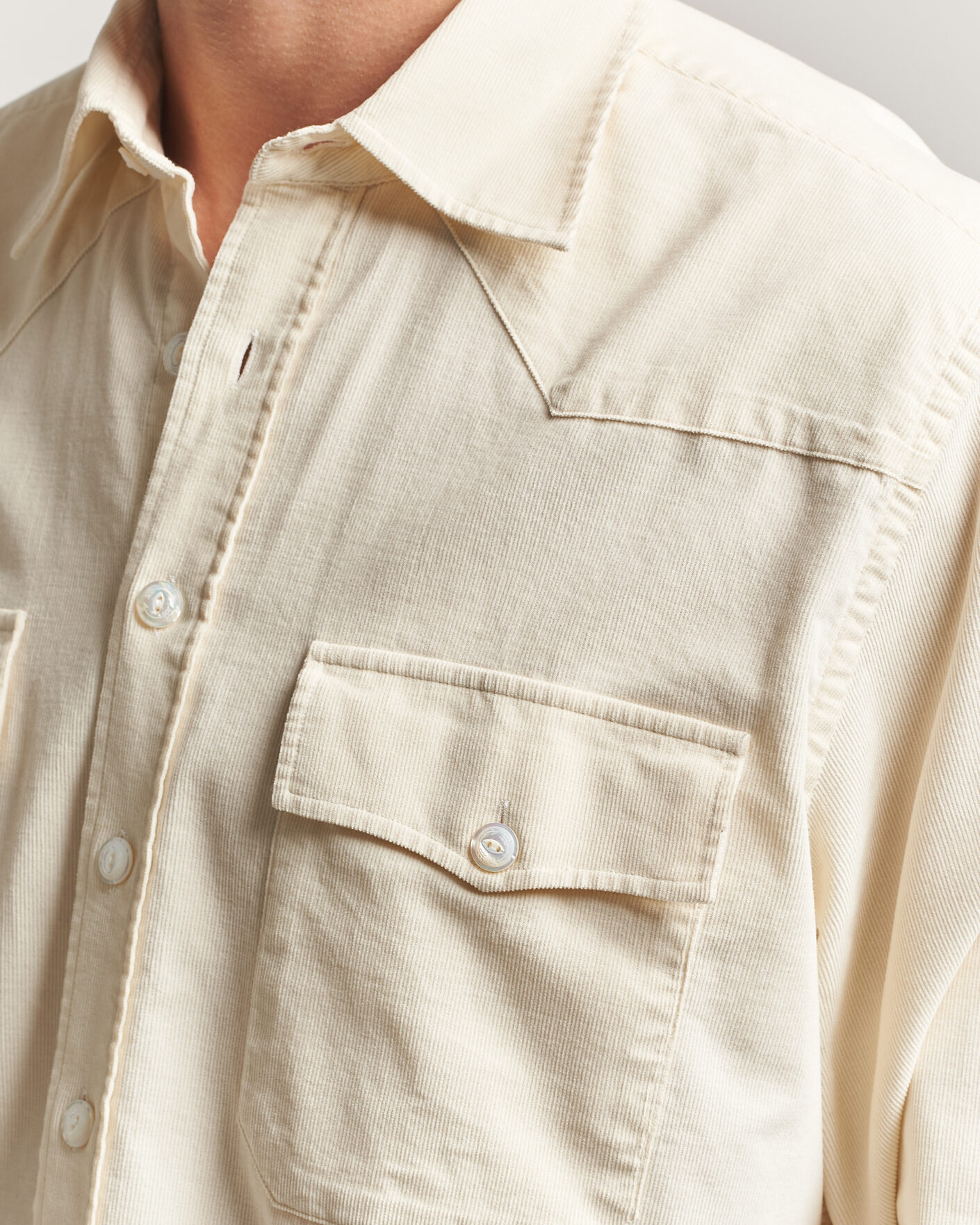 Heren | Overhemden | Drake's | Needlecord Western Shirt White