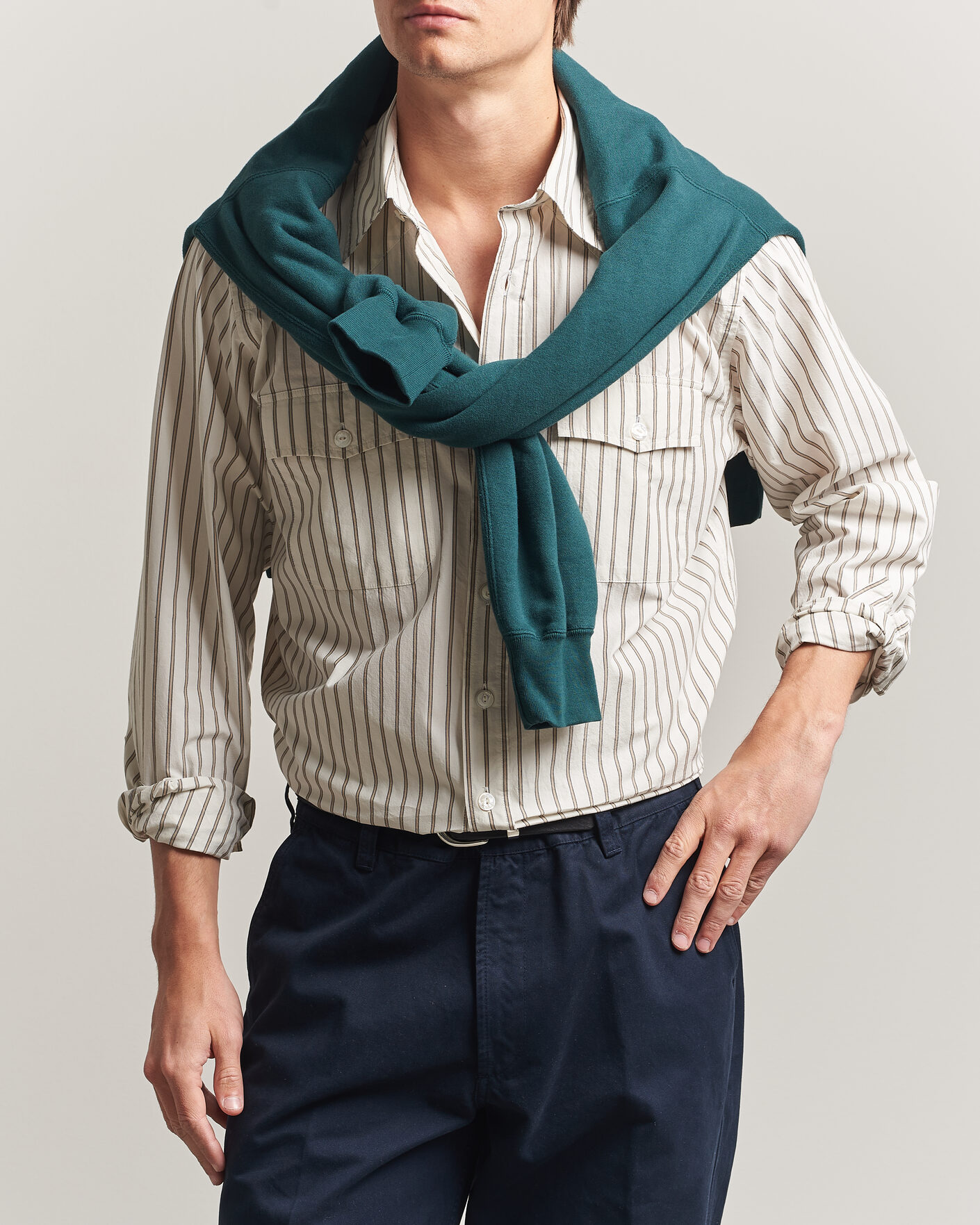 Heren | Overhemden | Drake's | Striped Western Shirt White
