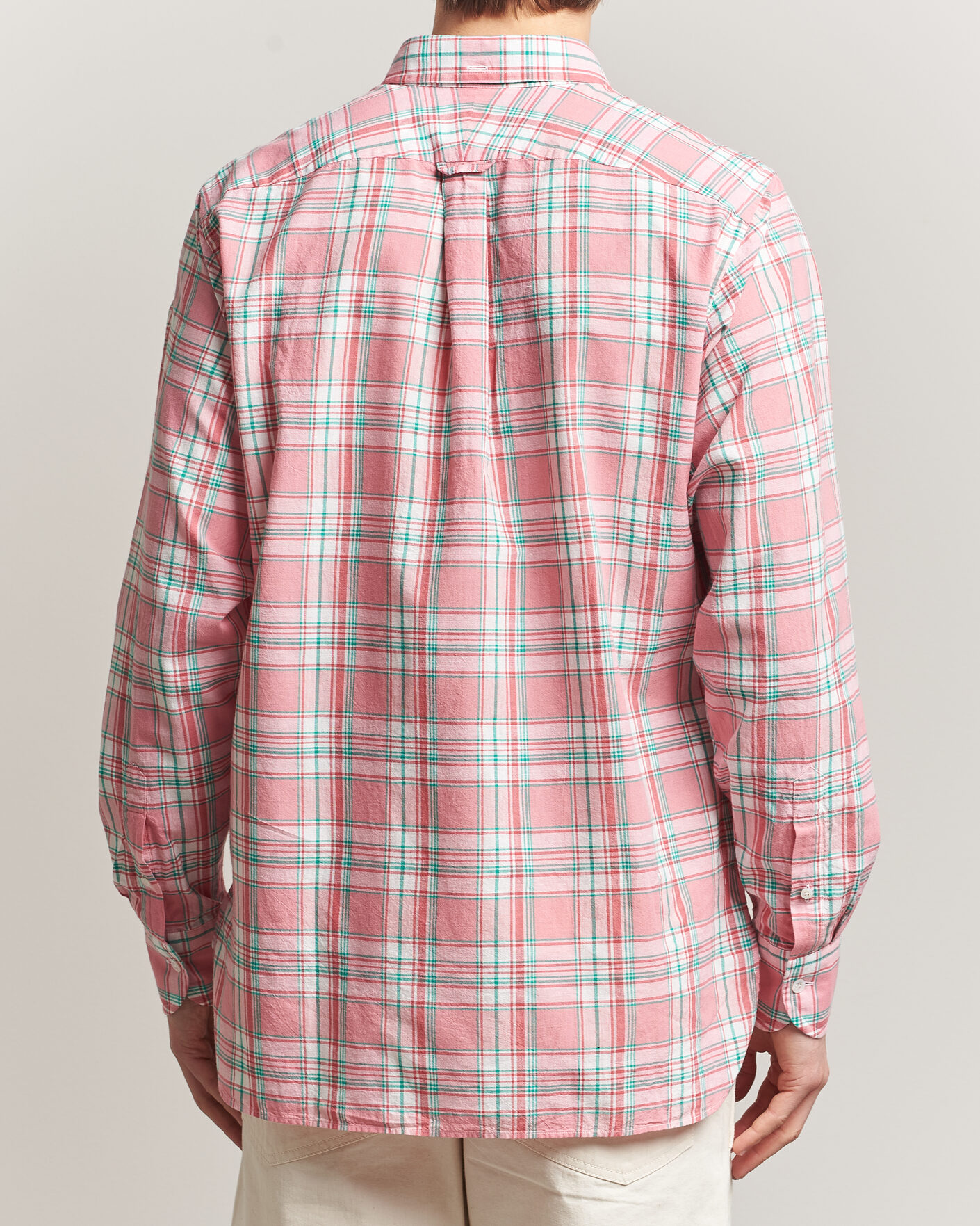 Heren | Overhemden | Drake's | Madrass Checked Button Down Shirt Pink