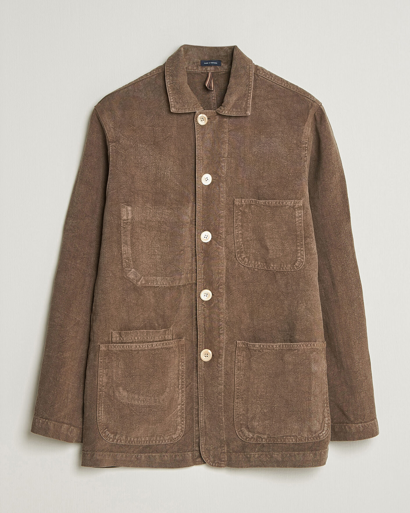 Heren | Jassen | Drake's | Heavy Linen Chore Jacket Brown