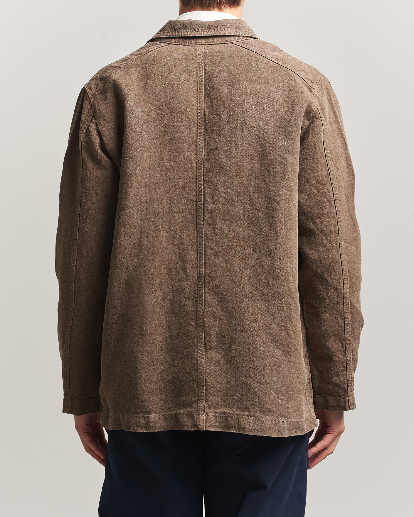 Heren | Jassen | Drake's | Heavy Linen Chore Jacket Brown