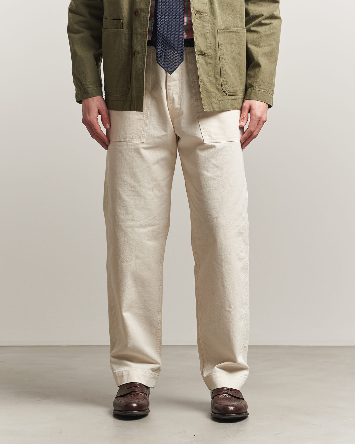 Heren | Broeken | Drake's | Twill Fatigue Trousers Ecru