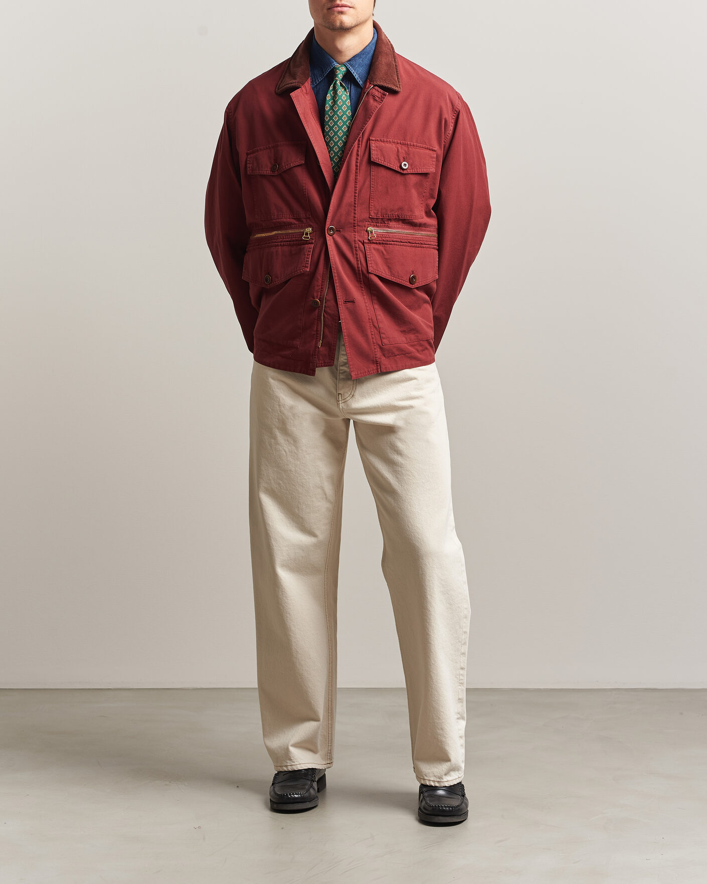 Heren | Jassen | Drake's | Hiking Jacket Washed Red