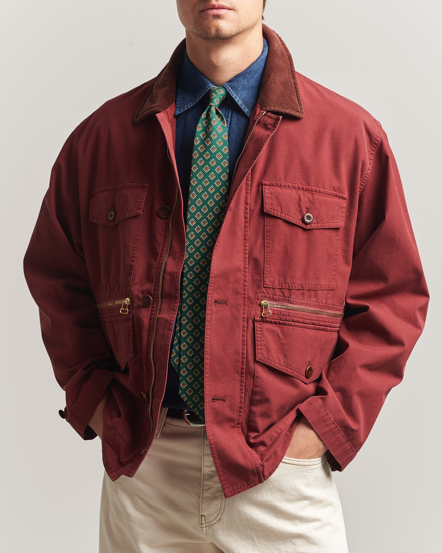 Heren | Jassen | Drake's | Hiking Jacket Washed Red