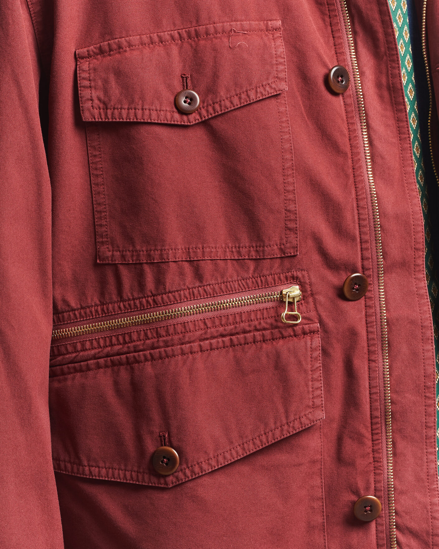 Heren | Jassen | Drake's | Hiking Jacket Washed Red