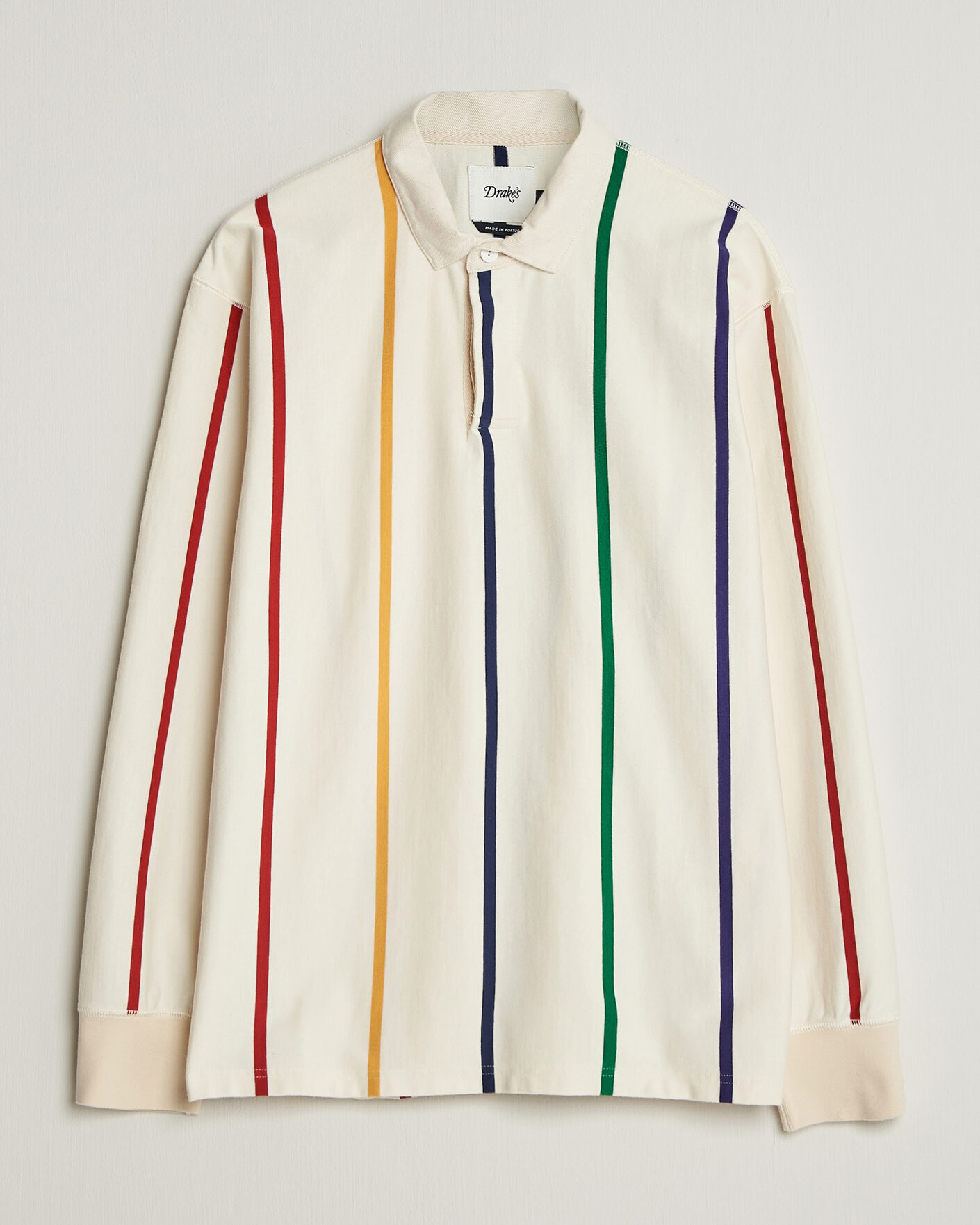 Heren | Truien | Drake's | Colourful Vertical Stripe Rugby White