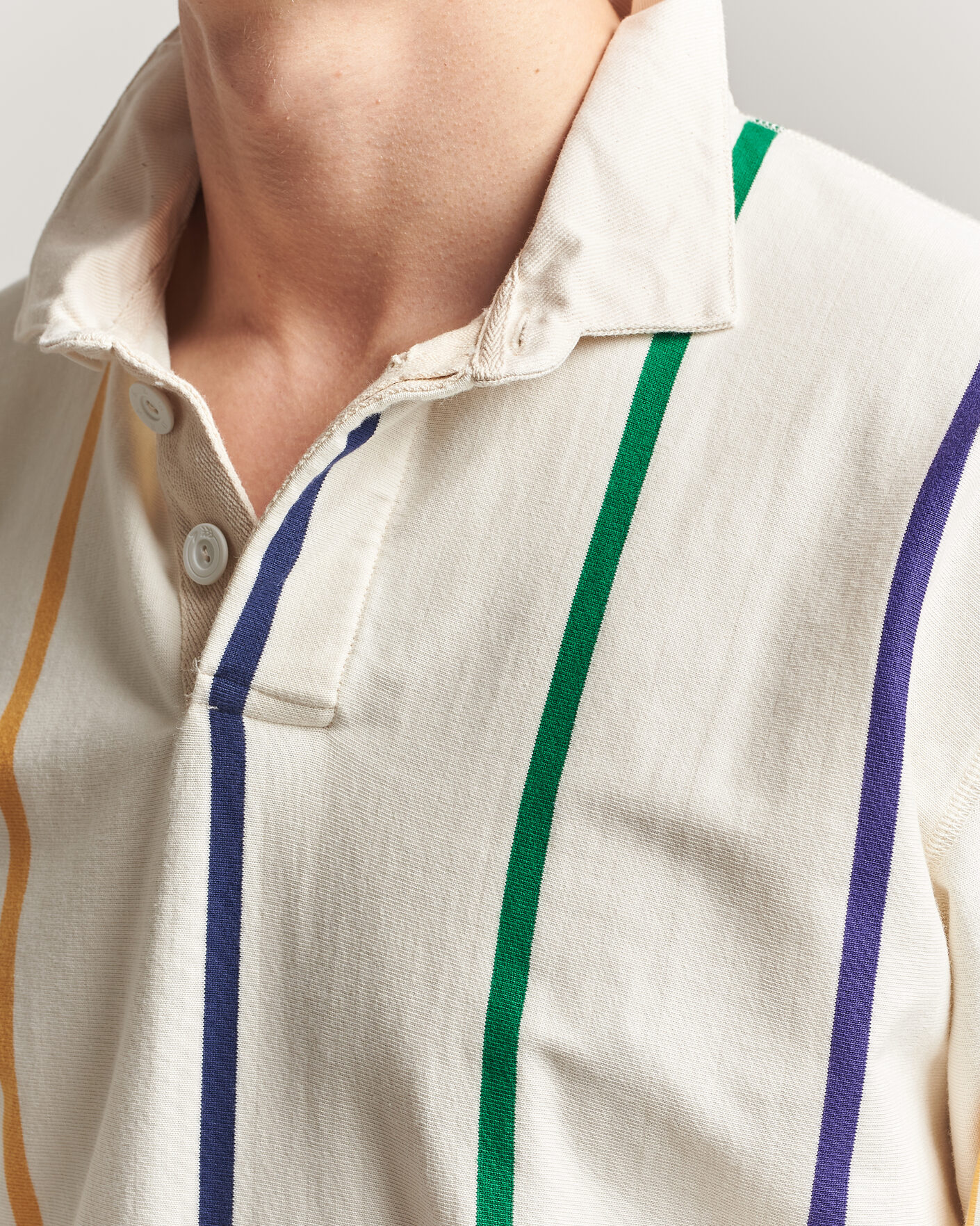 Heren | Truien | Drake's | Colourful Vertical Stripe Rugby White