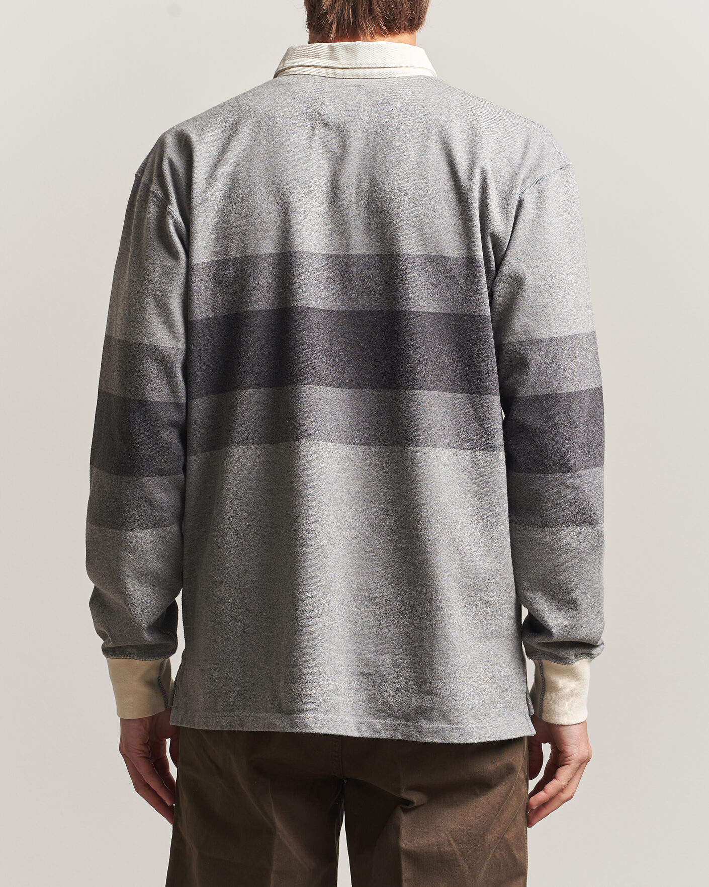 Heren | Truien | Drake's | Melange Stripe Rugby Grey